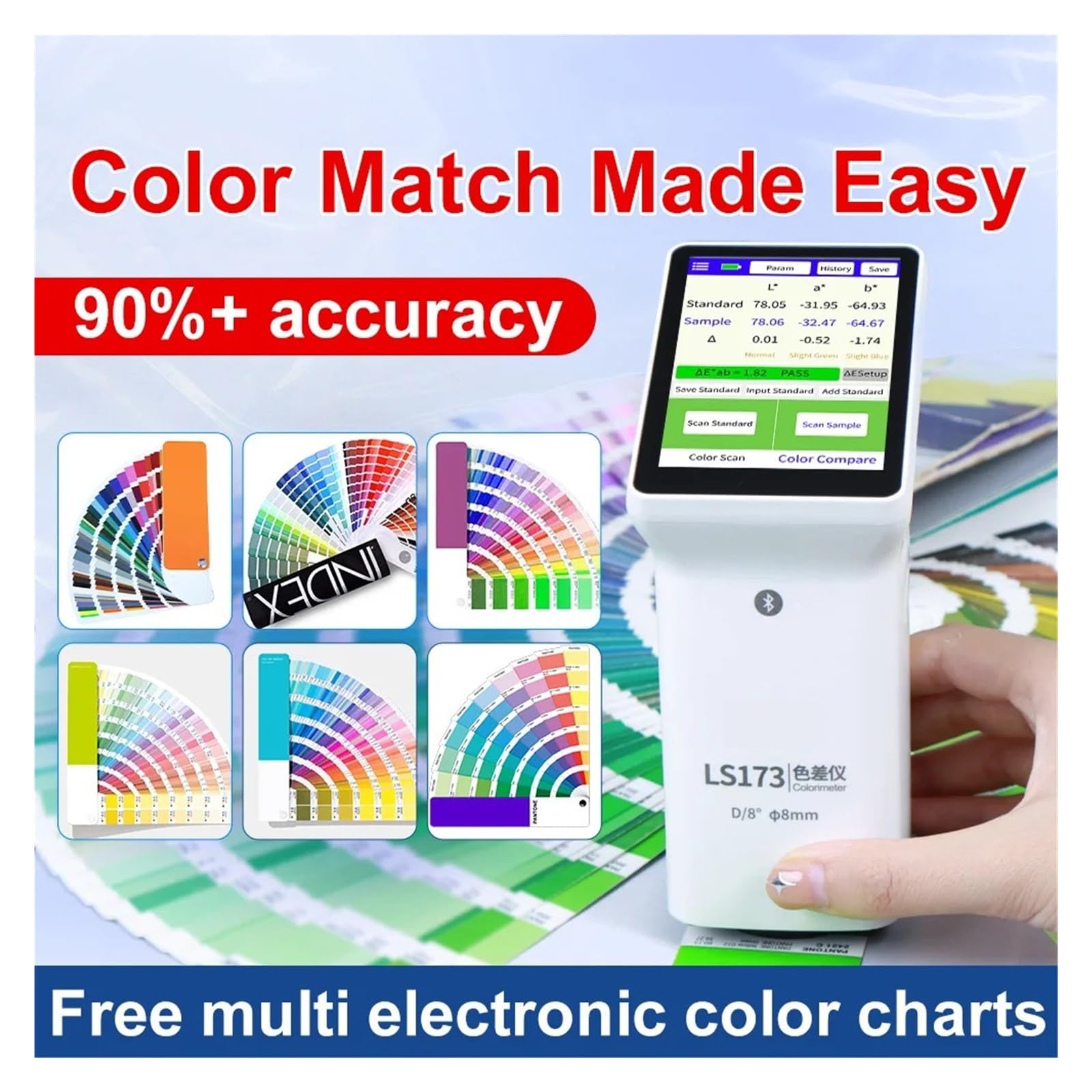 LS173 Colorimetro digitale D/8 CIE Lab Analisi del colore RGB Operazione veloce