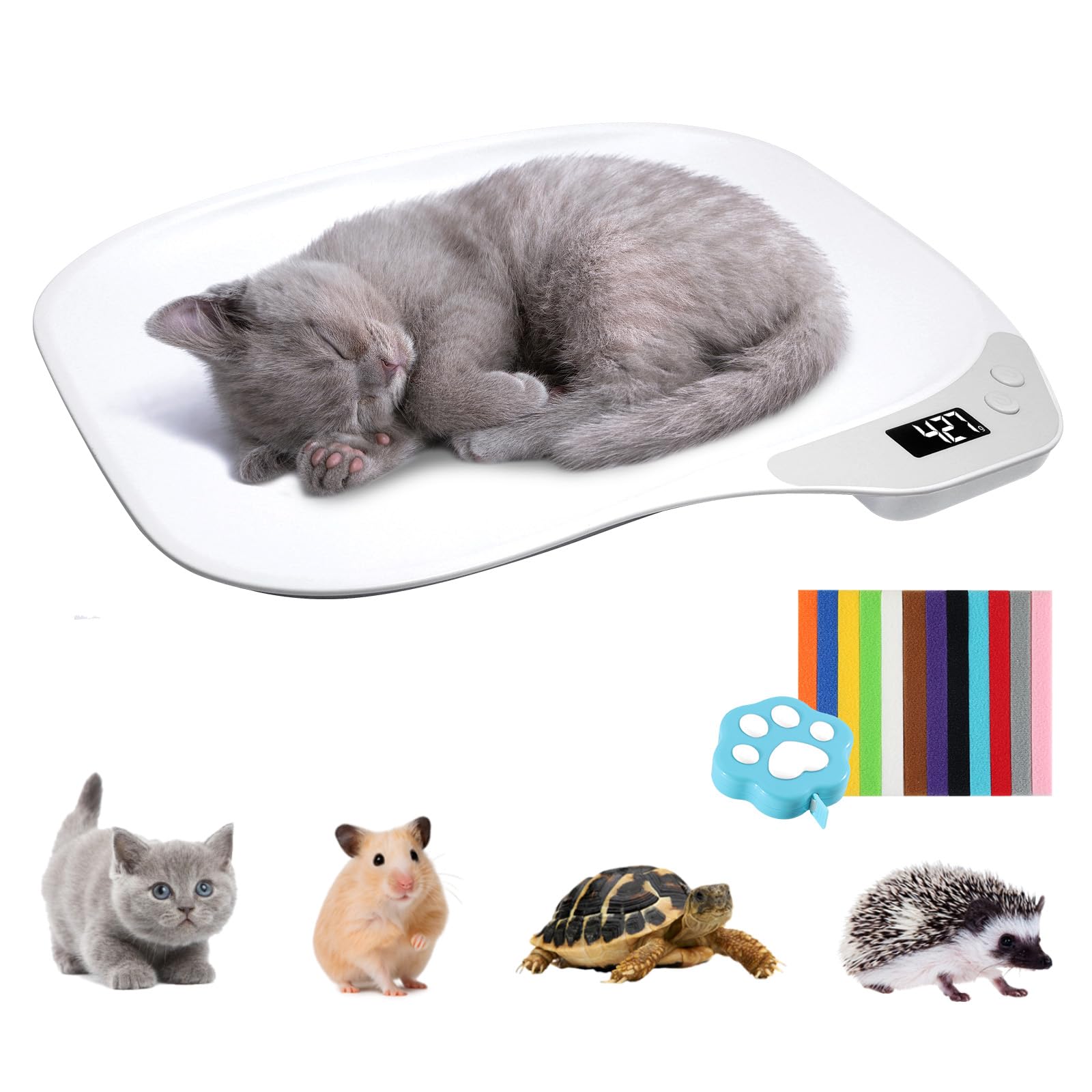 Bilancia Neonato Digitale, Bilancia per Cuccioli, Bilancia per Cani 15 Kg, Bilancia Digitale Lcd per Gatti, Quattro Modalità di Pesatura, Adatta per Piccoli Animali, Cucine E Alimenti (36 x 25,5 cm)