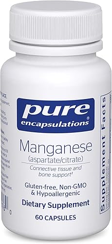 Pure Encapsulations - Manganeso aspartatocitrato - Suplemento mineral hipoalergénico para tejido conectivo y huesos - 60 cápsulas Pure Encapsulations - Manganeso aspartatocitrato - Suplemento mineral hipoalergénico para tejido conectivo y huesos - 60 cápsulas
