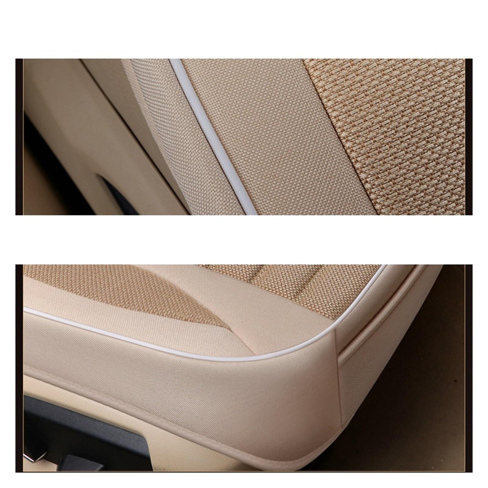 Coprisedile per Auto Four Seasons Cuscino per seggiolino Auto in Lino Traspirante Universale Protezione per Sedile Anteriore/Posteriore。 Copri sedili Auto(Marrone,1xRear Seat Covers)