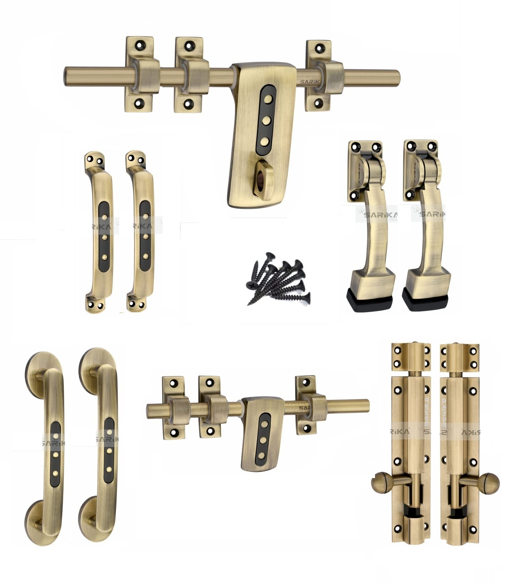 Soul Craft Zinc Alloy Door Hardware Kit - Antique Brass -2 Soul Craft Zinc Alloy Door Hardware Kit - Antique Brass -2