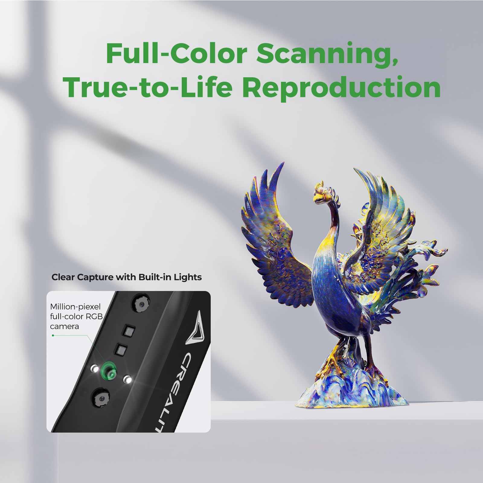 Creality 3D-Scanner Otter Lite Basic mit 0,05 mm Präzision, Vollfarbscan für kleine und mittelgroße Objekte für Windows, Mac, iPhone und Android