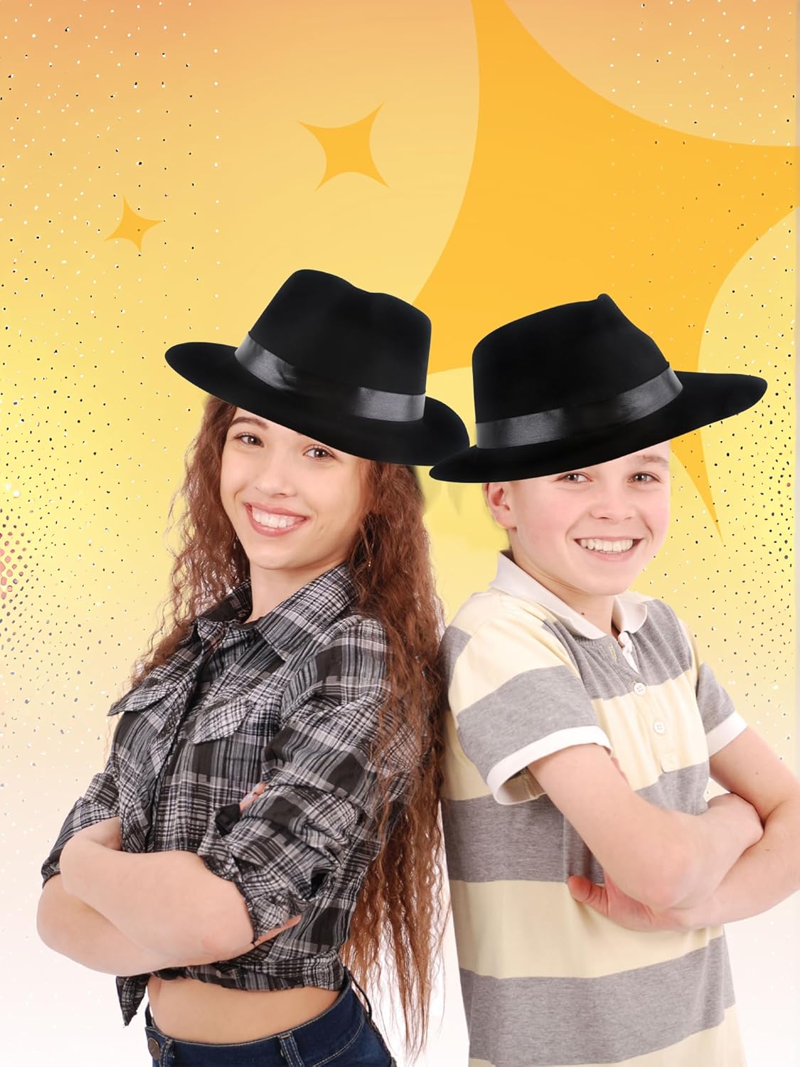 15 Pack Plastic Gangster Hats Black Gangster Costume Hats Fedora Party Hat Gentlemen Hat for Adult Kids 1920s Bachelorette Party Accessories - Image 7