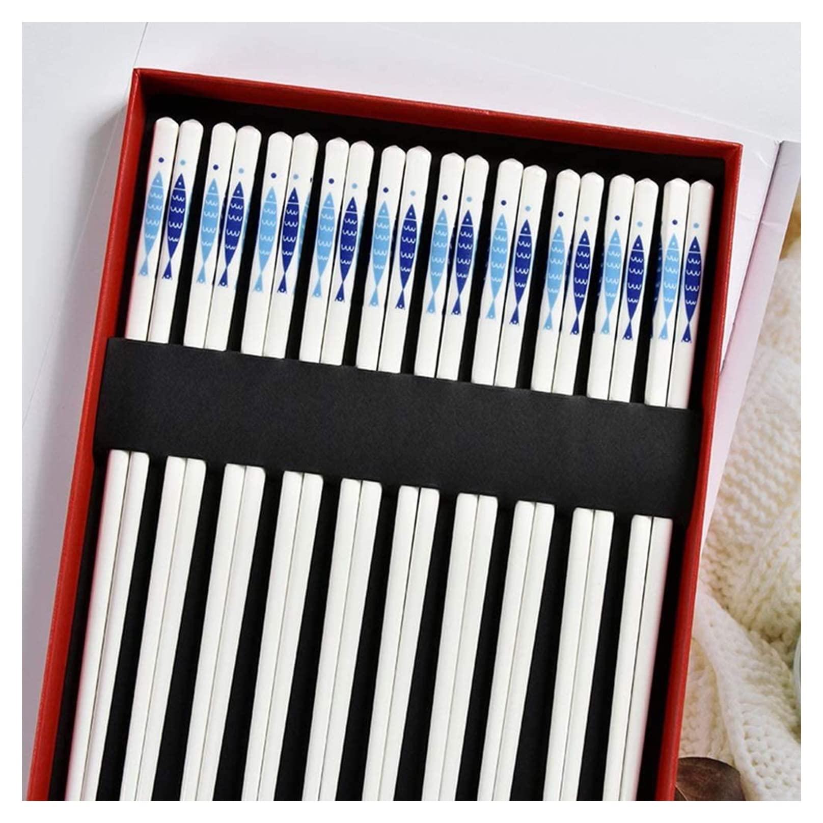 Baguettes réutilisables Baguettes en céramique, 5/10 paires, coffret cadeau, vaisselle antidérapante, résistante aux hautes températures, réutilisables, lavables au lave-vaisselle, baguettes en cérami