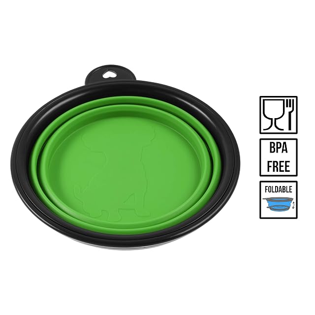 Foto 3 de 5 de PhoneNatic Cuenco Plegable de Silicona para Perros y Gatos, Color Verde, 350 ml