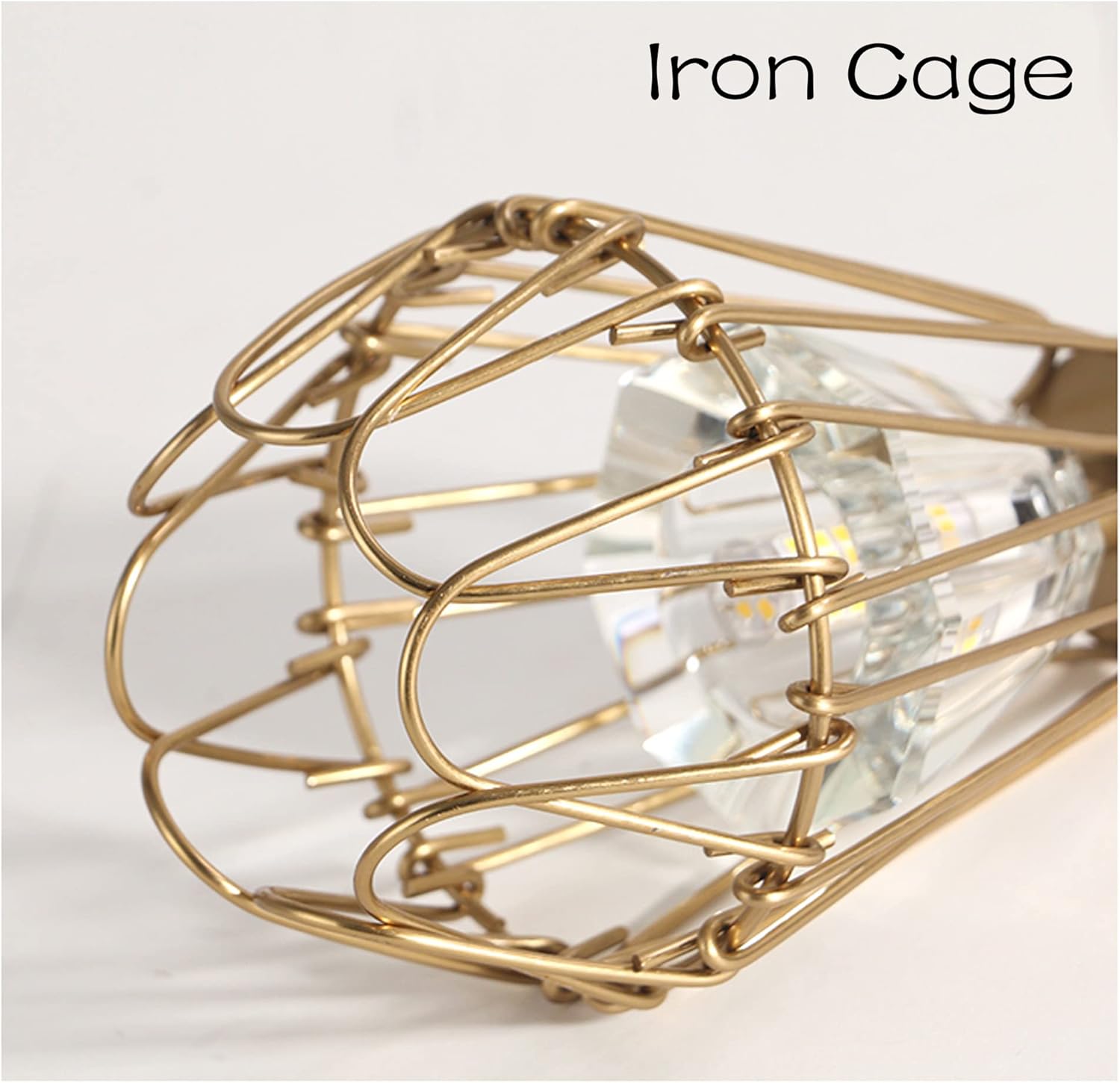 J-Type Track Lighting Pendant Restaurant Modern Deformable Iron Cage Crystal Double Shades with G4 Socket Juno Compatible Track Auxiliary Lighting Customizable for Kitchen Island,2ft