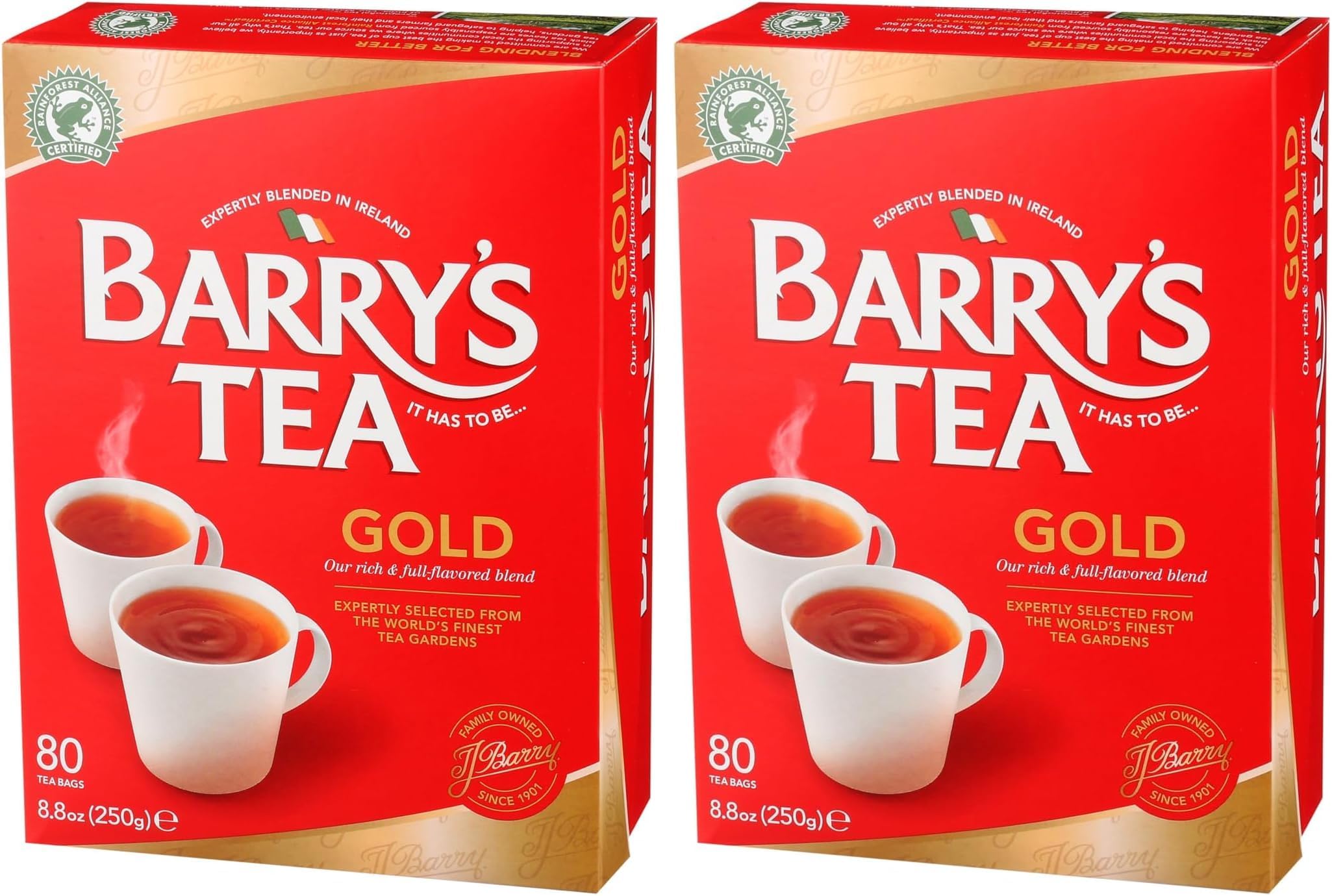 Barry's Tea Gold Blend 80 count Tea Bags (Pack of 2)