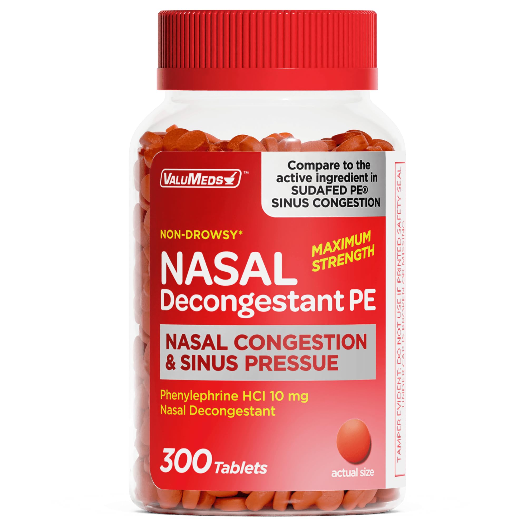 ValuMeds Nasal Decongestant PE Phenylephrine HCl 10mg 300 Count