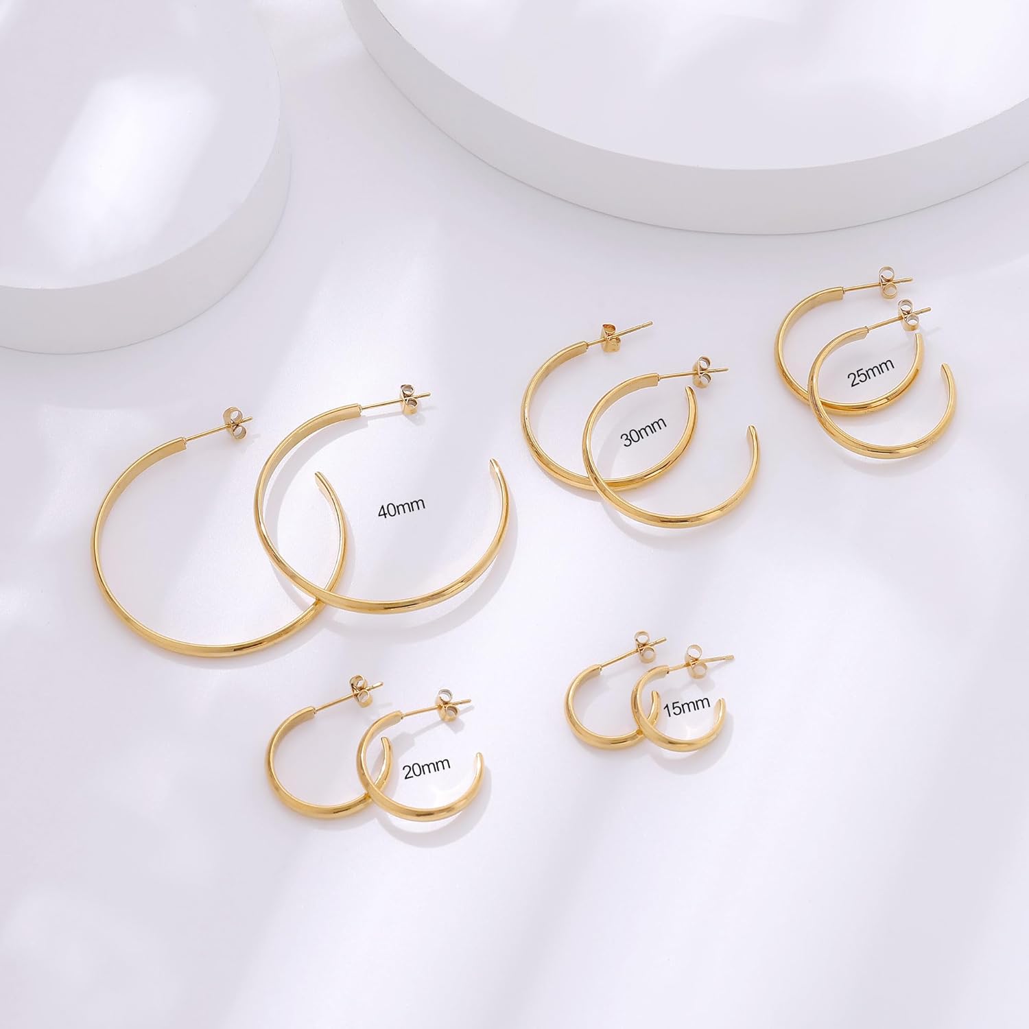 Sovesi 3mm Chunky 14K Plated Gold Hoop Earrings, Hypoallergenic hoop Earring for Women 25mm - Image 7