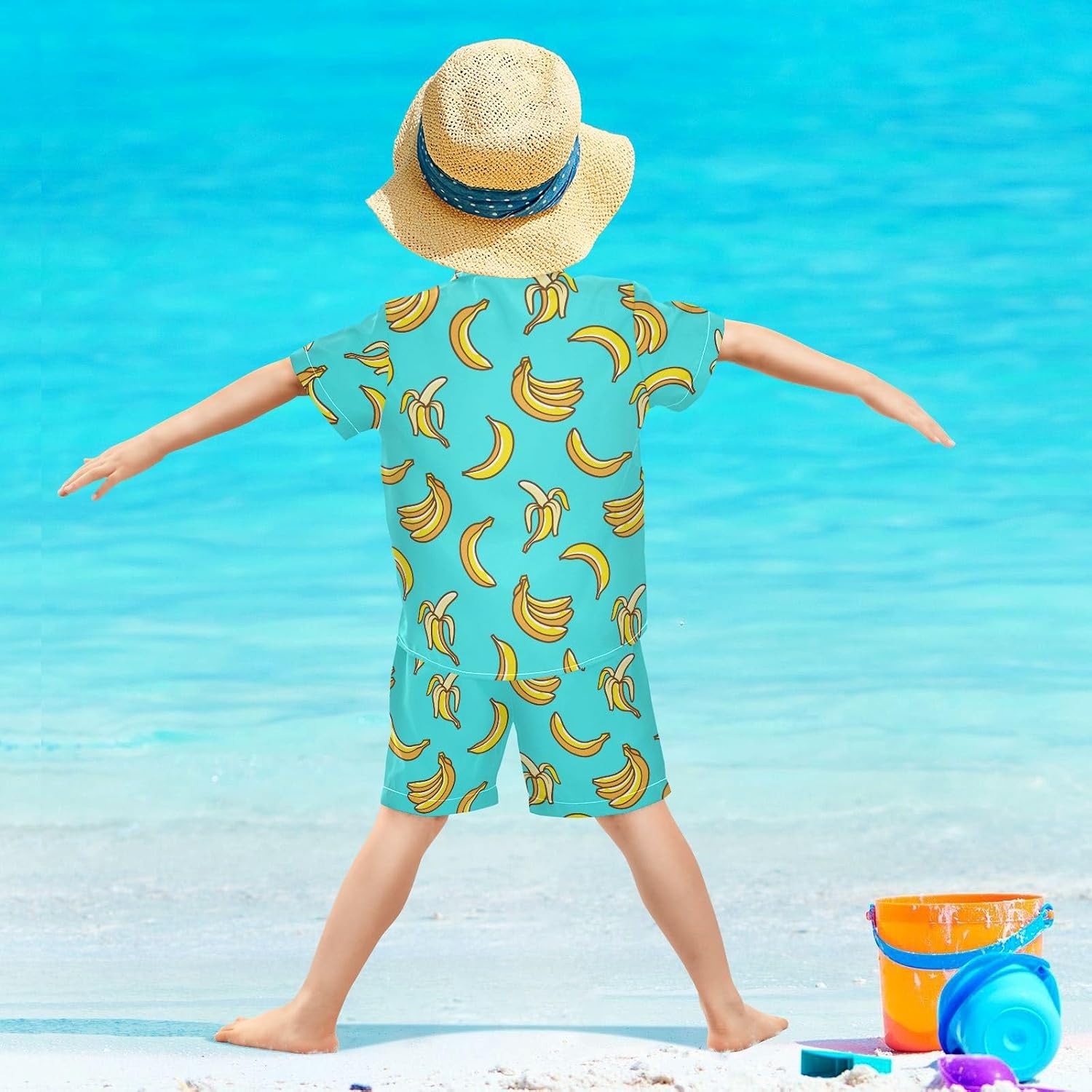 CaTaKu Hawaiian Shirts for Boys 2 Pieces Button Down Shirt Short Sleeve and Short Set Kids Summer Outfits 3-10T