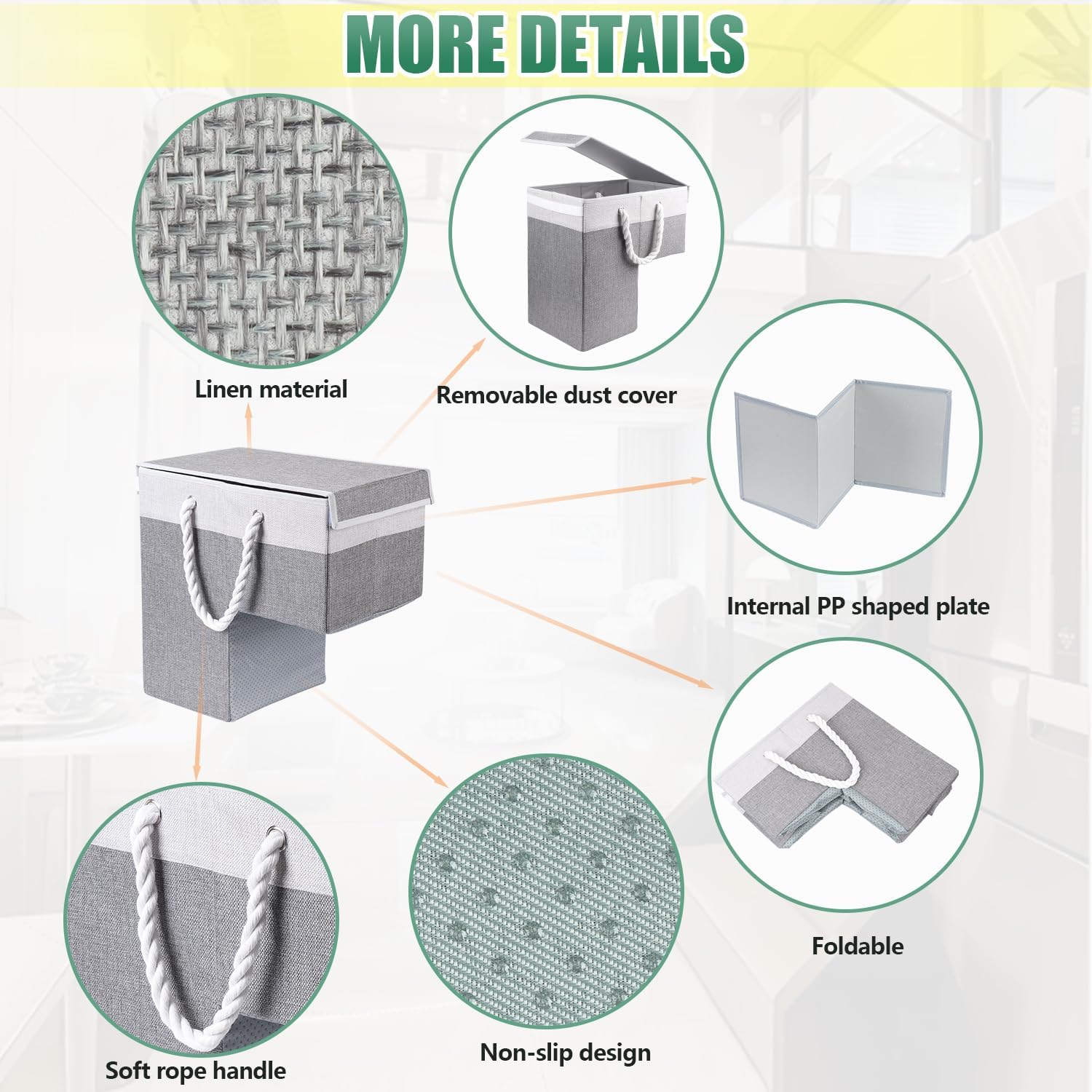 Lightweight L-Shape Large Stairs Basket Flax with lid, Foldable Step Tidy Storage Basket, Ladder Staircase Baskets, Bin for Laundry, Toys, Staircase Storage Basket Organiser, 40 x 25 x 40 cm