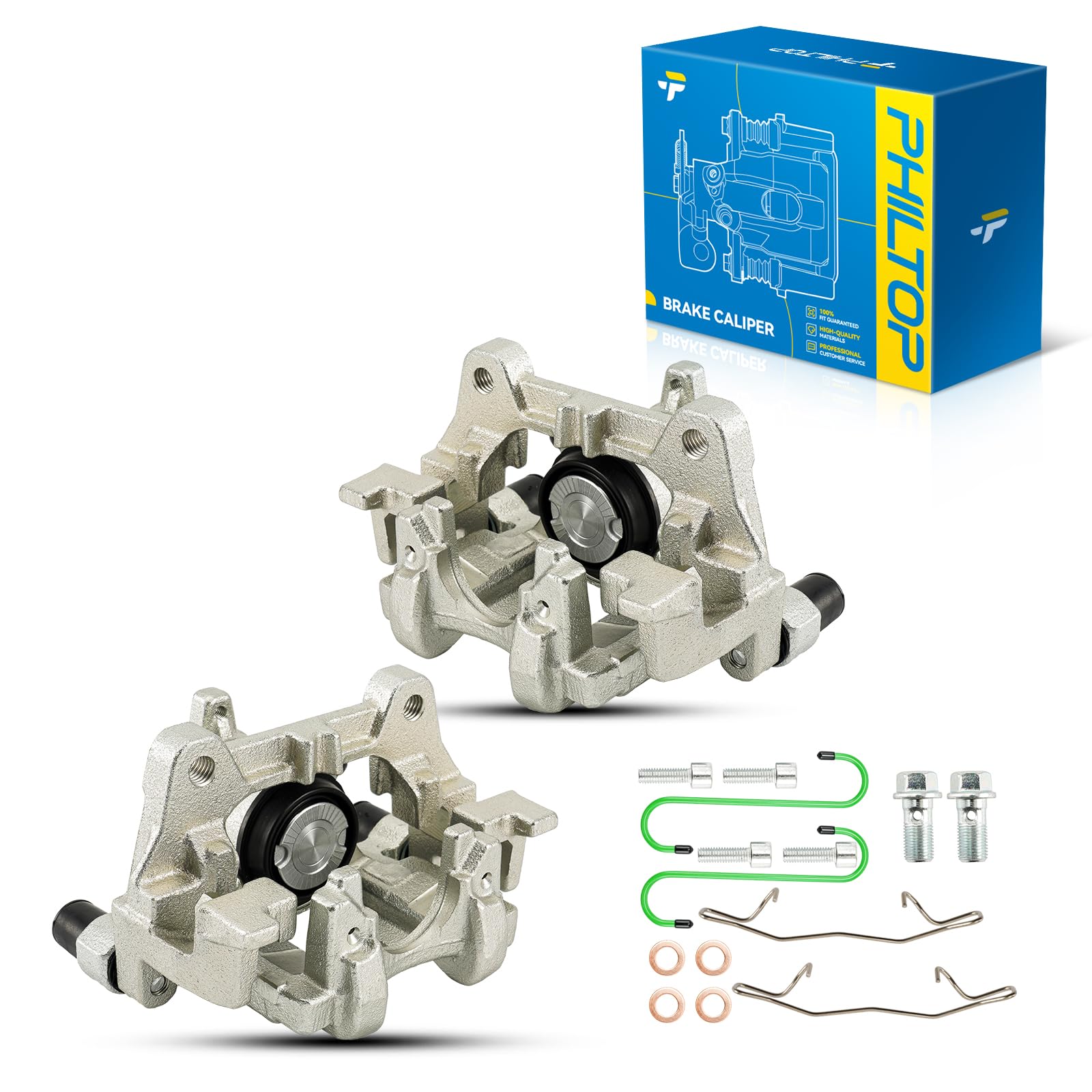 PHILTOP Rear Brake Caliper for Ford Fusion Lincoln MKZ, Silver 2Pcs