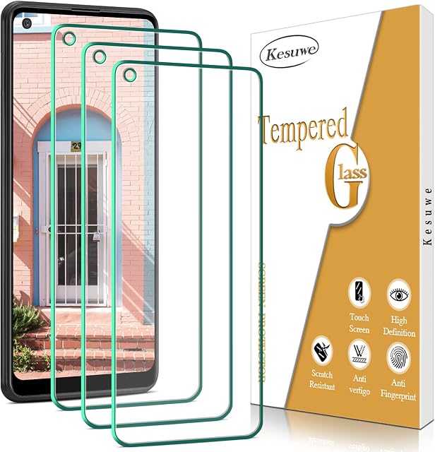 Kesuwe [3 Pack] Screen Protector for Samsung Galaxy A21s Tempered Glass, Anti Scratch, 9H Hardness, 99.99% HD Clarity, Bubble Free, Easy Installation