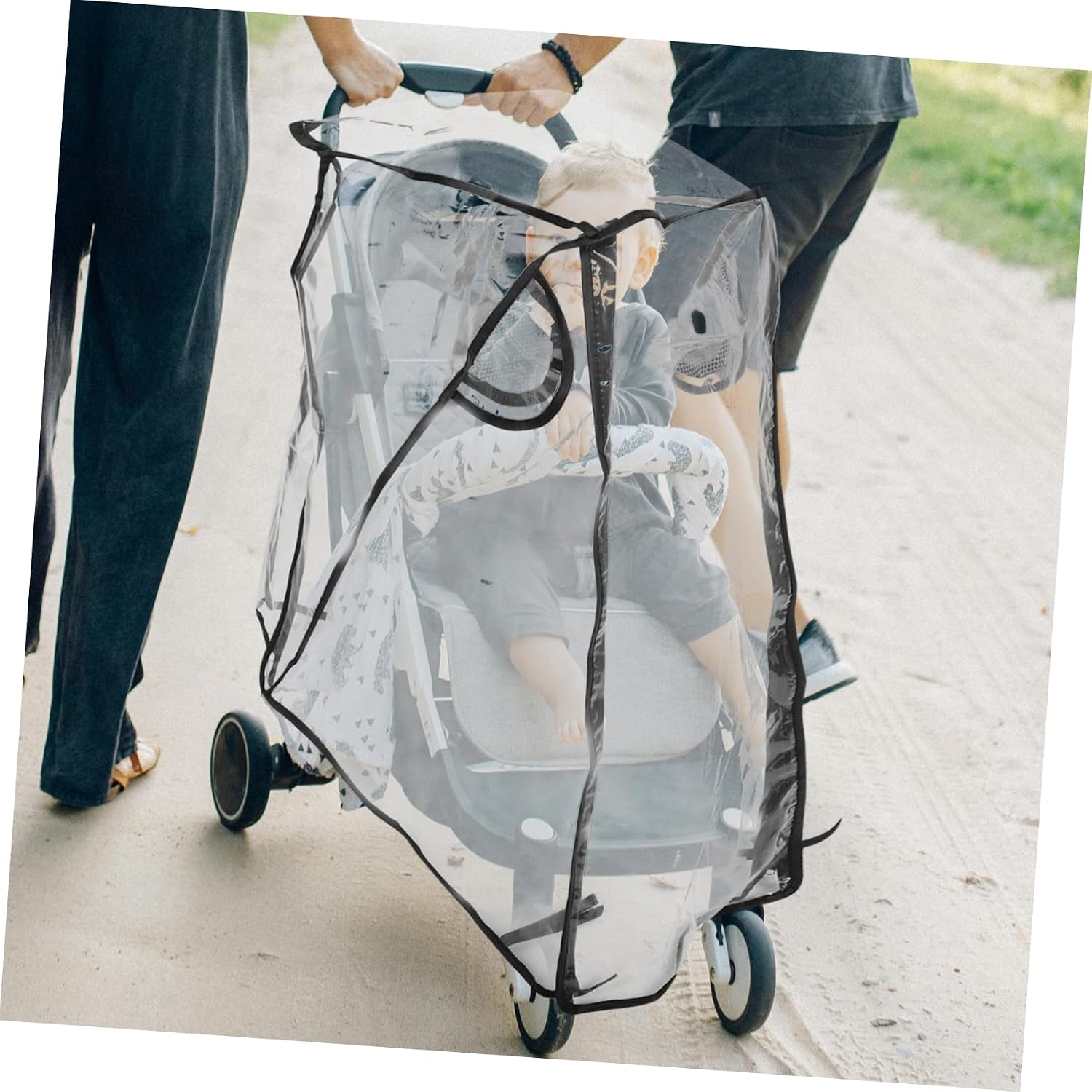 Kisangel Stroller Rain Cover Windproof Protective Shield for Carriage Easy Installation Transparent Weather Conditions