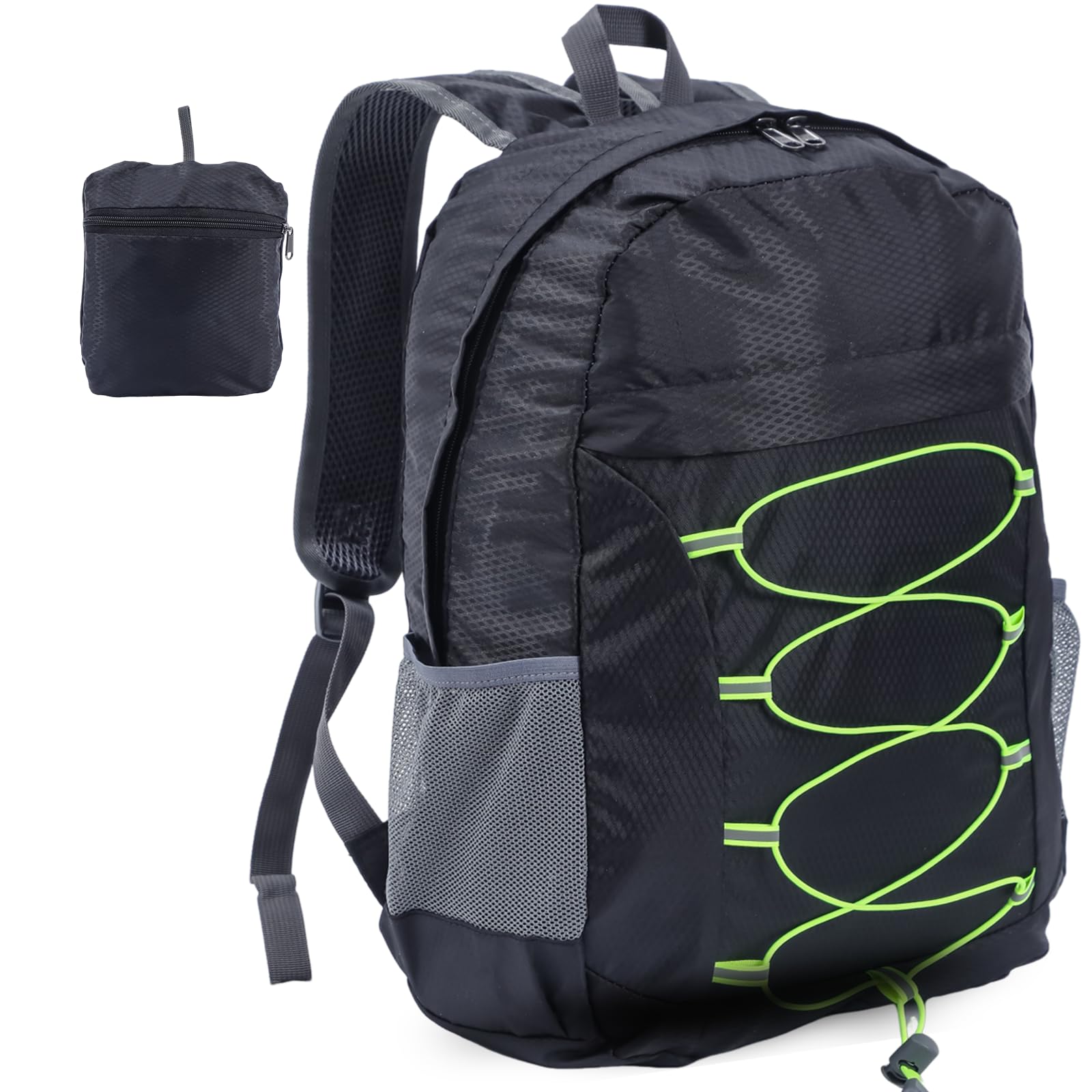 Alitifiy Lightweight Foldable Backpacks, 30L Packable Waterproof Small Hiking Bags & Packs Knapsack Daypack Handy for Men Women Ladies Kids Travel Camping Outdoor Rucksack Bag Pack (Black)