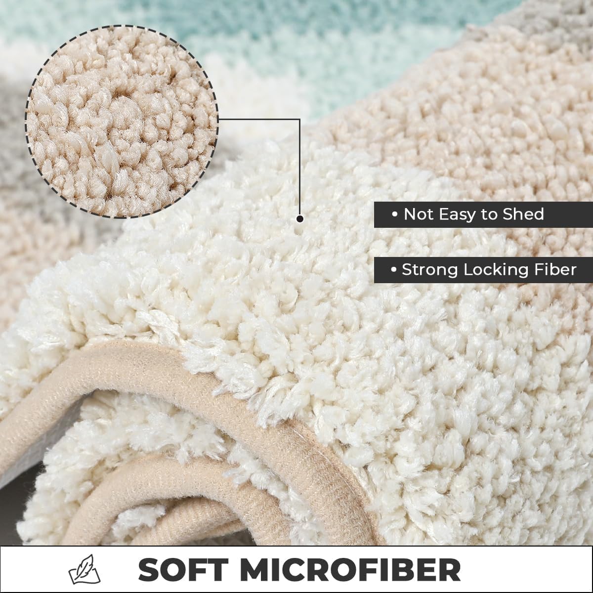 Bathroom Mat Super Absorbent Fluffy Microfiber Bath Rug Non Slip and Machine Washable Bath Mat for Bathroom, Bedroom and Living Room (Cyan, 31"x20")