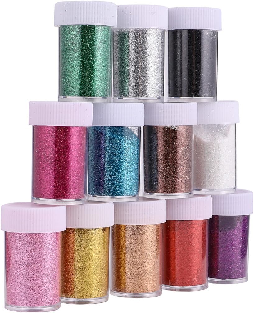 ULTECHNOVO 12 Colors Assorted Nail Glitter Powder Sequins for Nail Art Pigments Dust Holographic Glitter for DIY Manicure and Craft Supplies Random Color