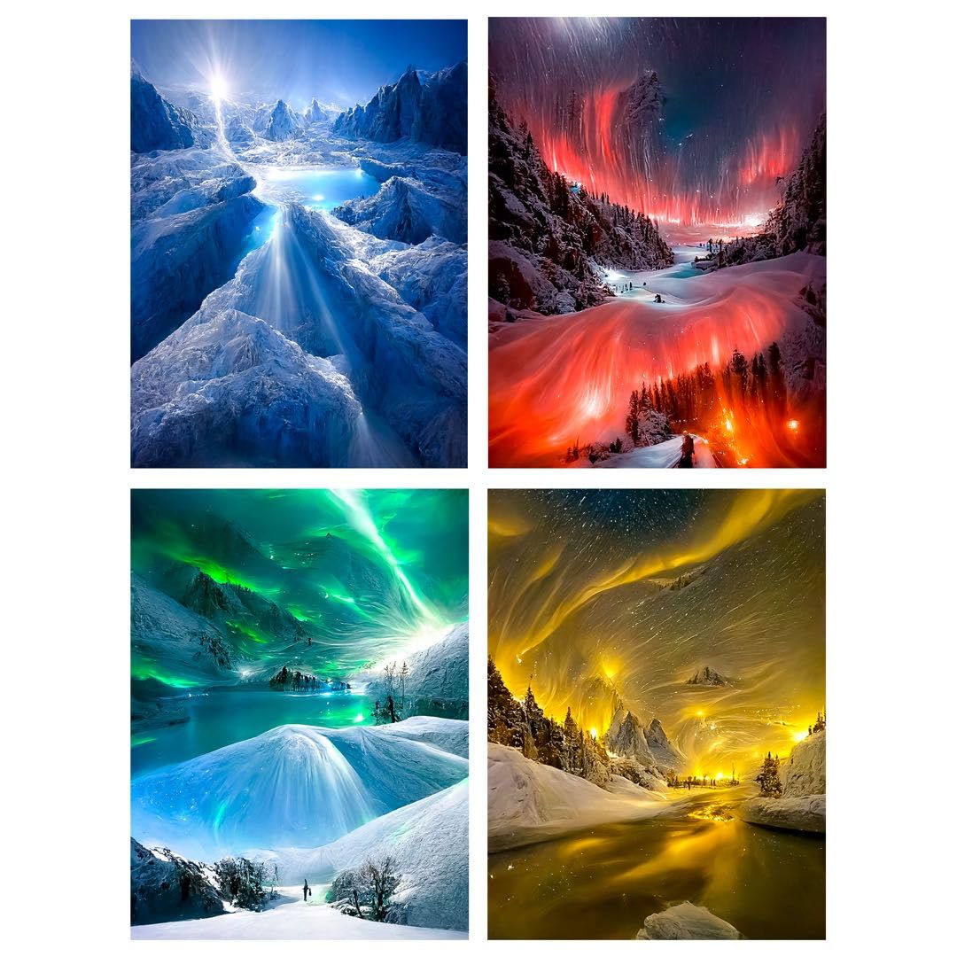 Diamond Painting 5D Fai Da Te Instarry – Paesaggio Aurora 75x50cm – Kit Completo Con Tela HD E Diamanti Rotondi