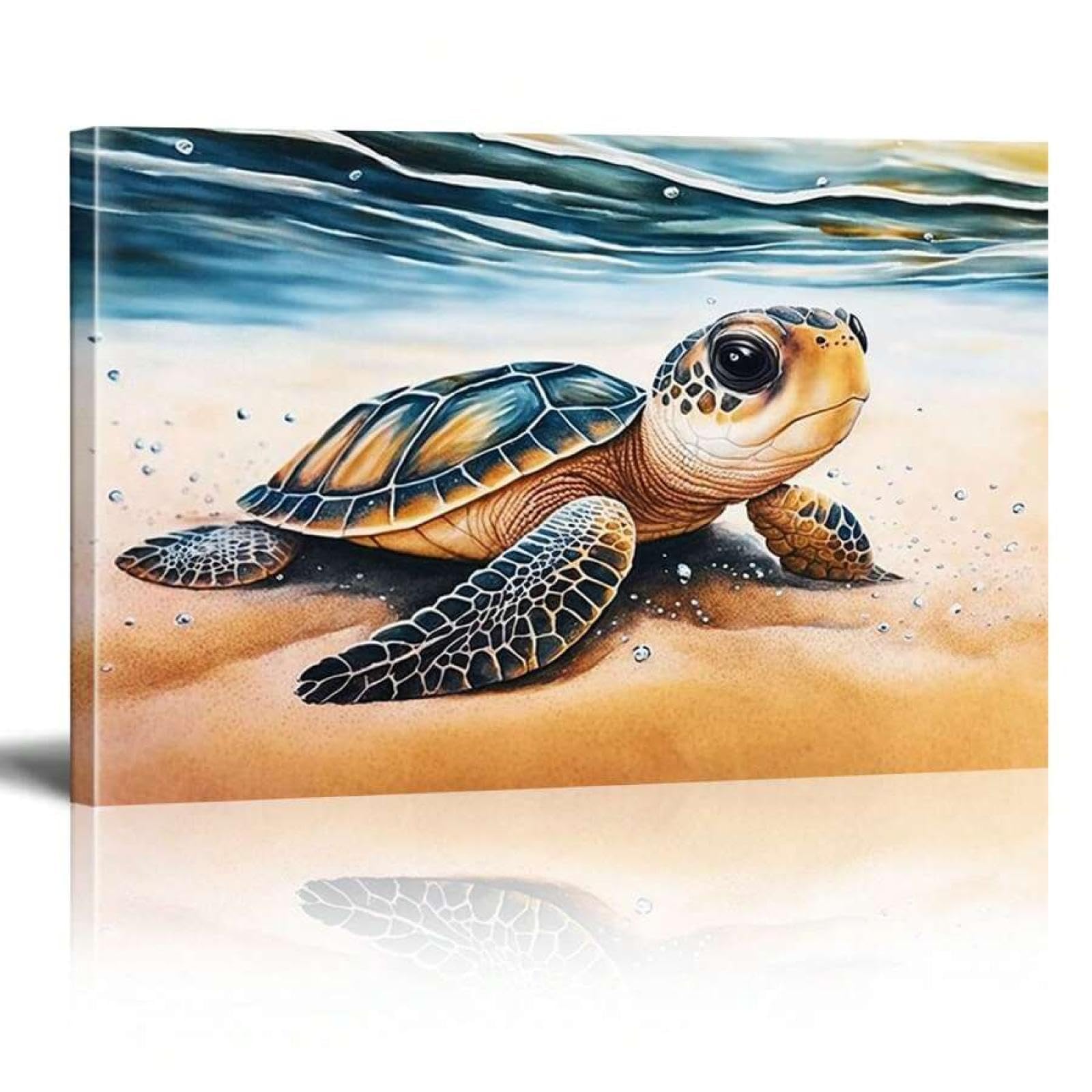 Toile bébé tortue de mer pour salle de bain zen et salon lumineux 60x80 - 8
