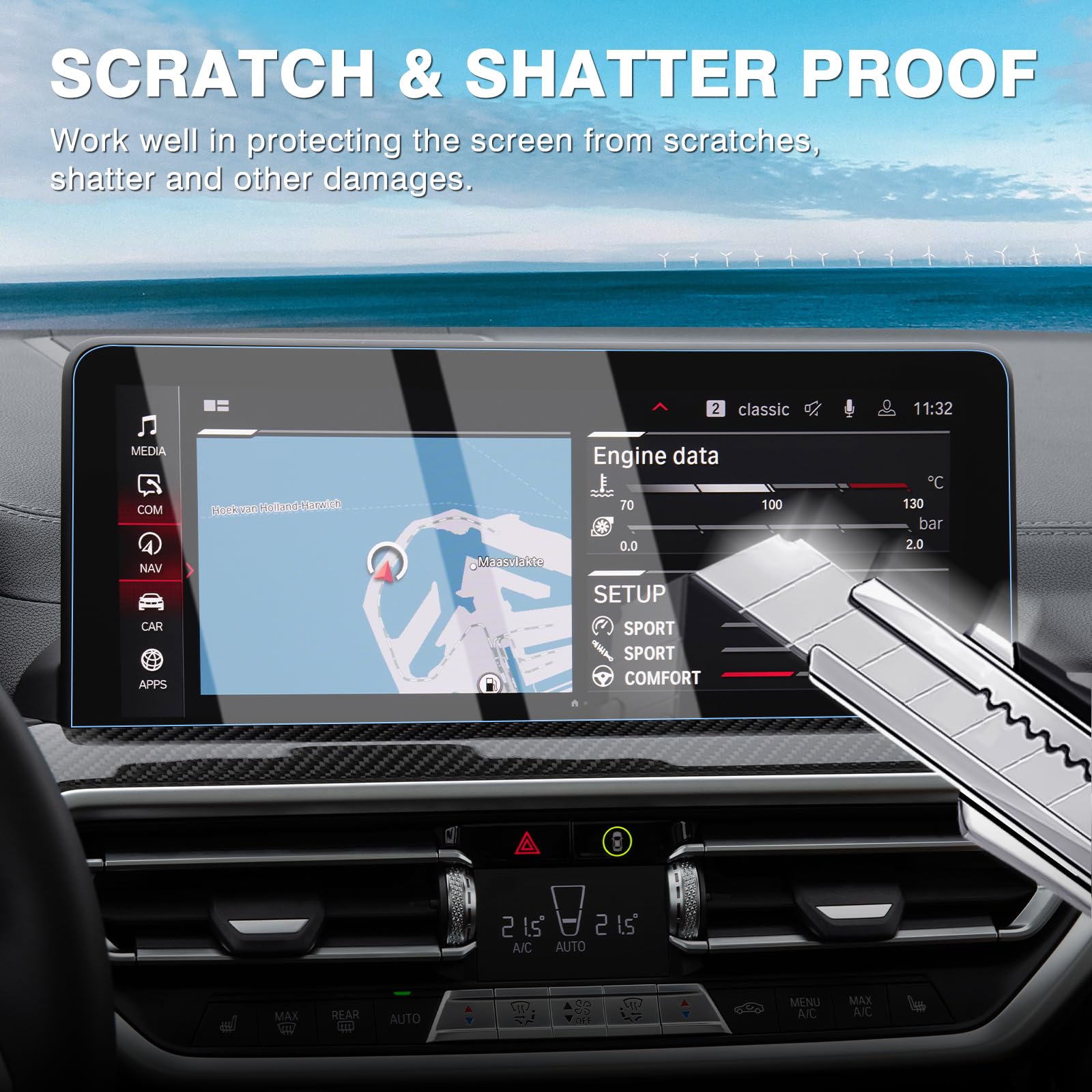 Karltys 2 Pack Displayschutzfolie für 2022-2025 BMW X3 X4 Zubehör 12,3 Zoll Touchscreen, 9H Panzerglas Displayschutzfolie für BMW X3, Anti-Glare Anti Fingerabdruck Autoradio Screen Cover
