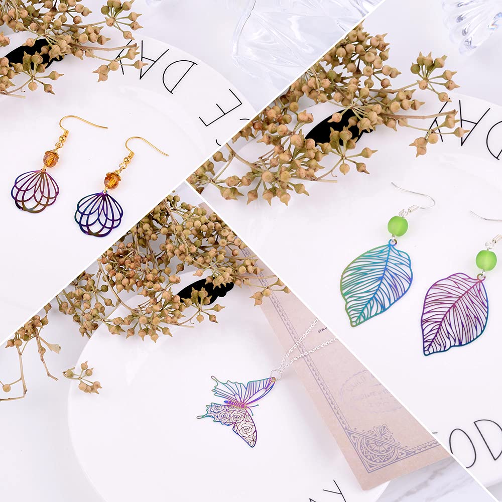 5-Piece Rainbow Color Stainless Steel Star Charms - 13.5mm Hollow Connectors For Jewelry Making