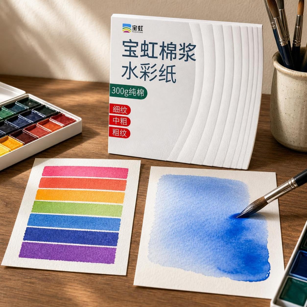 Papier Aquarelle Coton, 4K grain épais 10 feuilles 300g