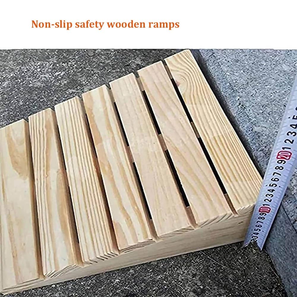 Rampa De Umbral De Madera Para Puerta 7-15cm Altura, Rampa De Acceso Antideslizantes Rampas De Bordillo Alta Carga, Rampas Para Silla De Ruedas Para Puertas De Hogar/jardín/cobertizos(31x30x11c