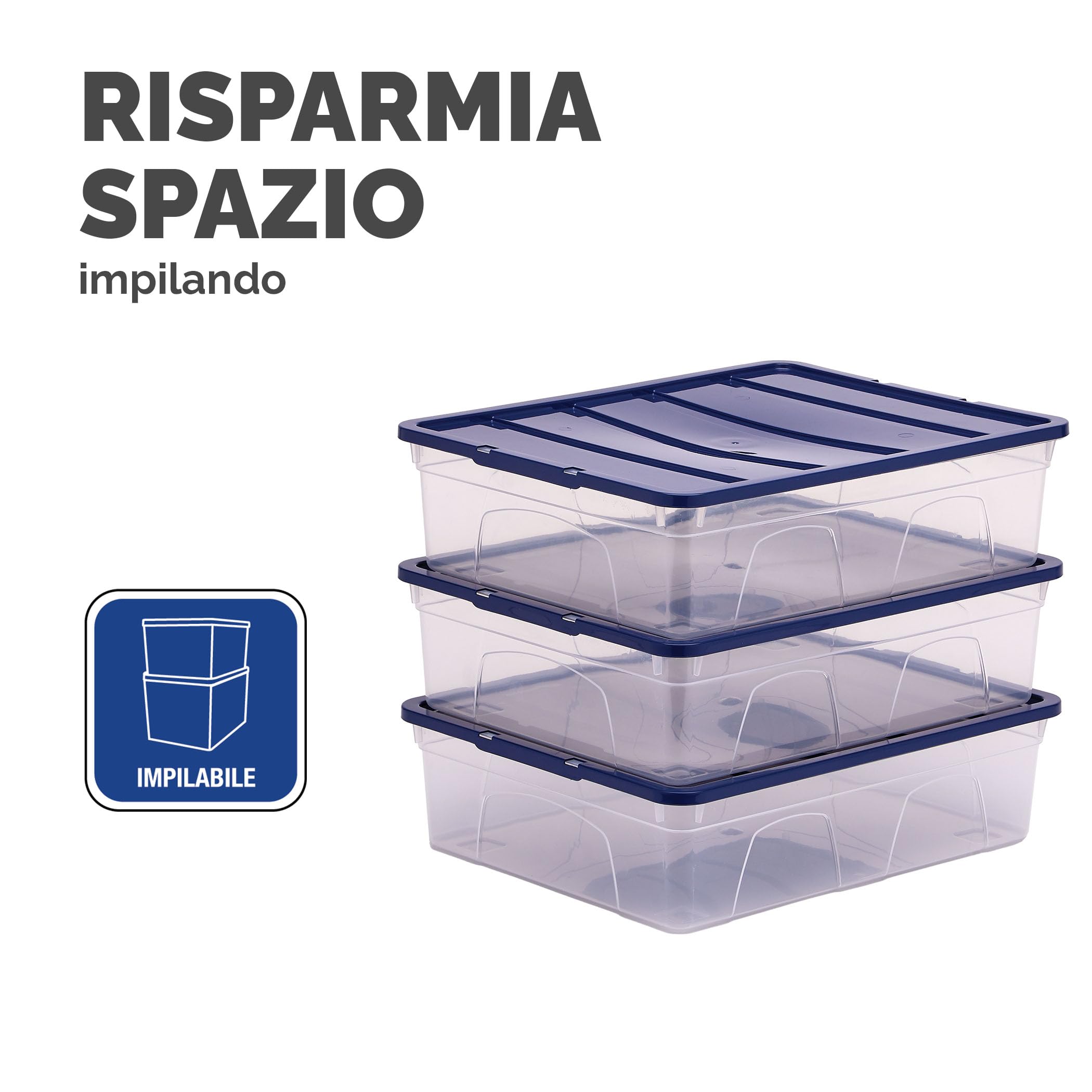 Bankers Box 12L scatole in plastica in confezione da 3, BPA-Free con coperchi riciclati al 100%, impilabili, coperchio anti polvere, 11x32x40cm, ideali per organizzare la casa e l'ufficio