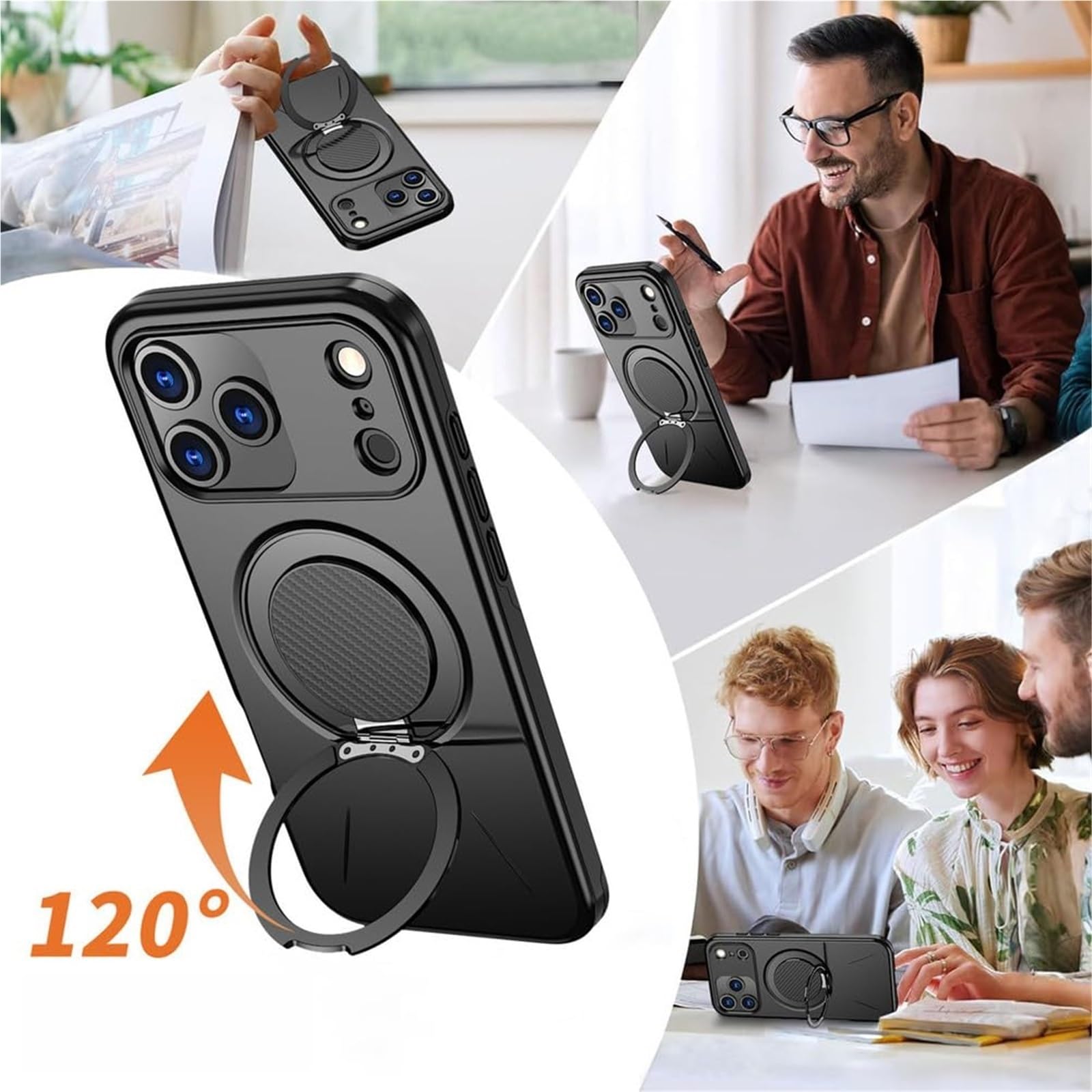 Genérico Etui na telefon iPhone 17 Pro Max/17 Pro/17 Air/17, ochrona przed wstrząsami z aparatem antypoślizgowa obudowa (czarny, 17 Air)