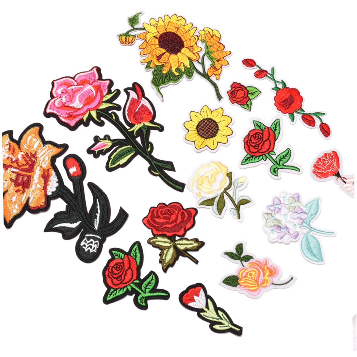Operitacx 3 Sets Stickerei-aufnäher Zum Aufnähen Für Kleidung Dekorative Blumenapplikationen Zum Aufnähen Dekoration Für Hüte Westen Und Rucksäcke 14 Stück * 3