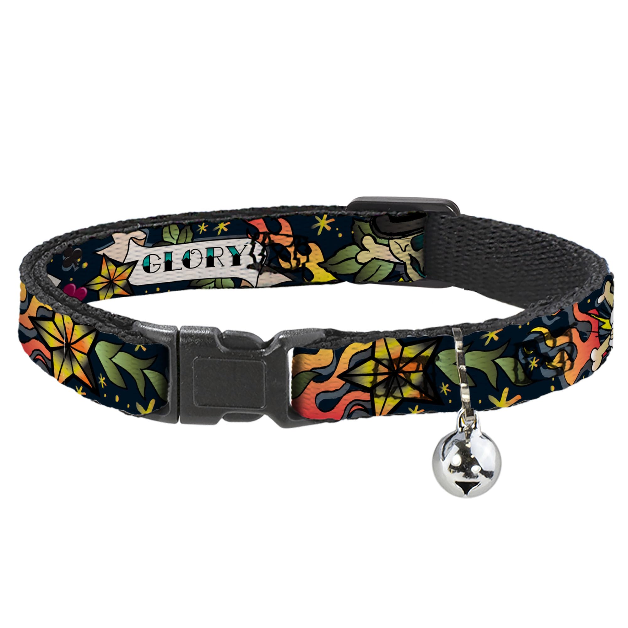 Collar para gato Breakaway con cierre anti-ahogo Buckle-Down Death or Glory Black