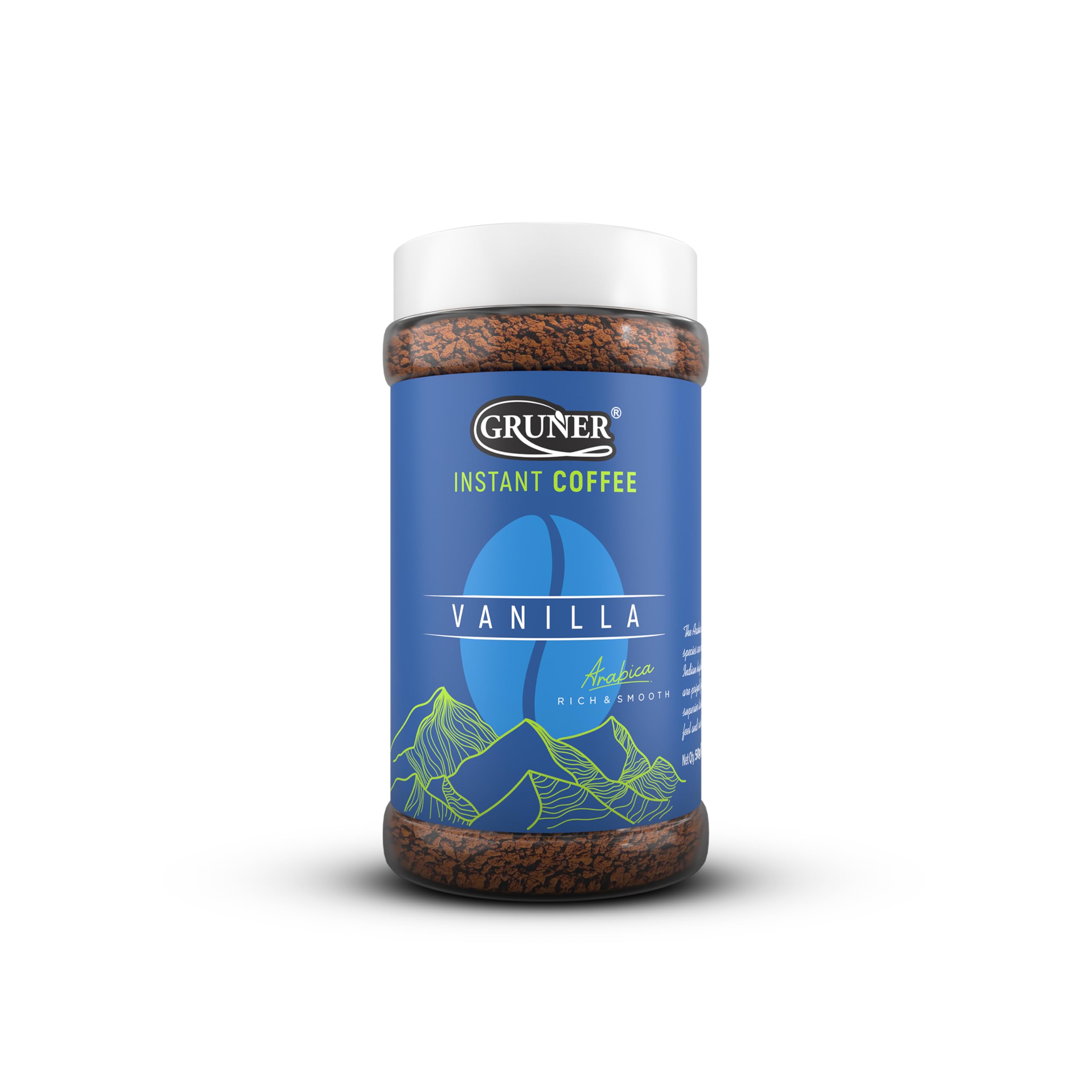 GRUNER Vanilla Premium Instant Granule Coffee Glass Bottle |100% Arabica Flavoured Coffee|Pure Coffee|Makes 25 Cups|Ready In Seconds,50 Grams