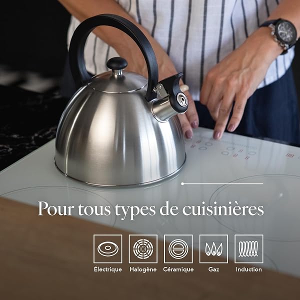 FLORINA - Bouilloire Inox (2,5 l) I Bouilloire Sifflante BRILLO I Poignée Résistante à la Chaleur I Bouilloire non Electrique I Bouilloire Induction, Gaz I Pour Thé et Café I Couleur: Argent - 3