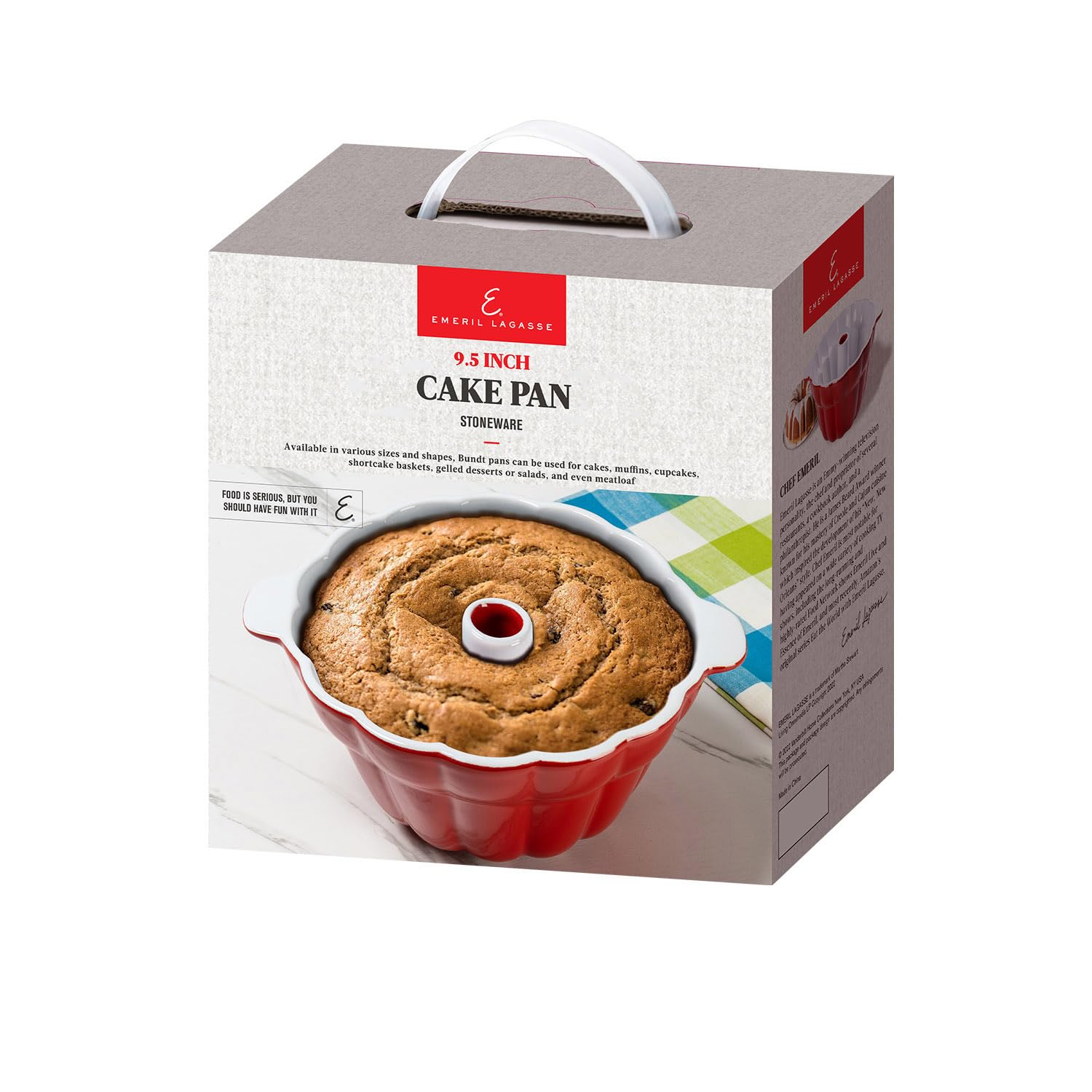 Emeril Lagasse Moule à gâteau Bundt en grès de 24,1 cm – Parfait pour cuire de délicieux gâteaux Bundt