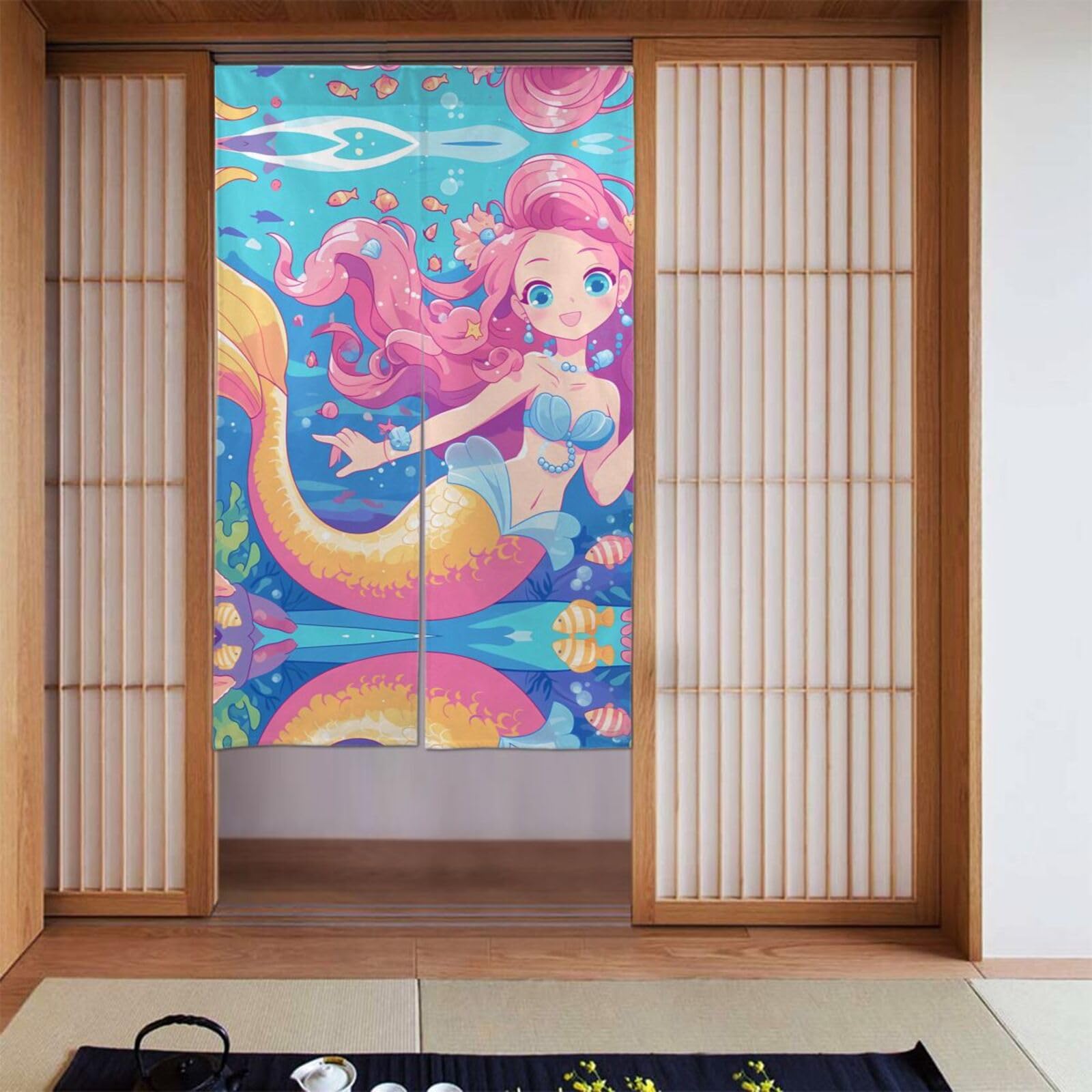 Rideaux occultants sirène colorée à imprimé haute densité de 142 x 86 cm