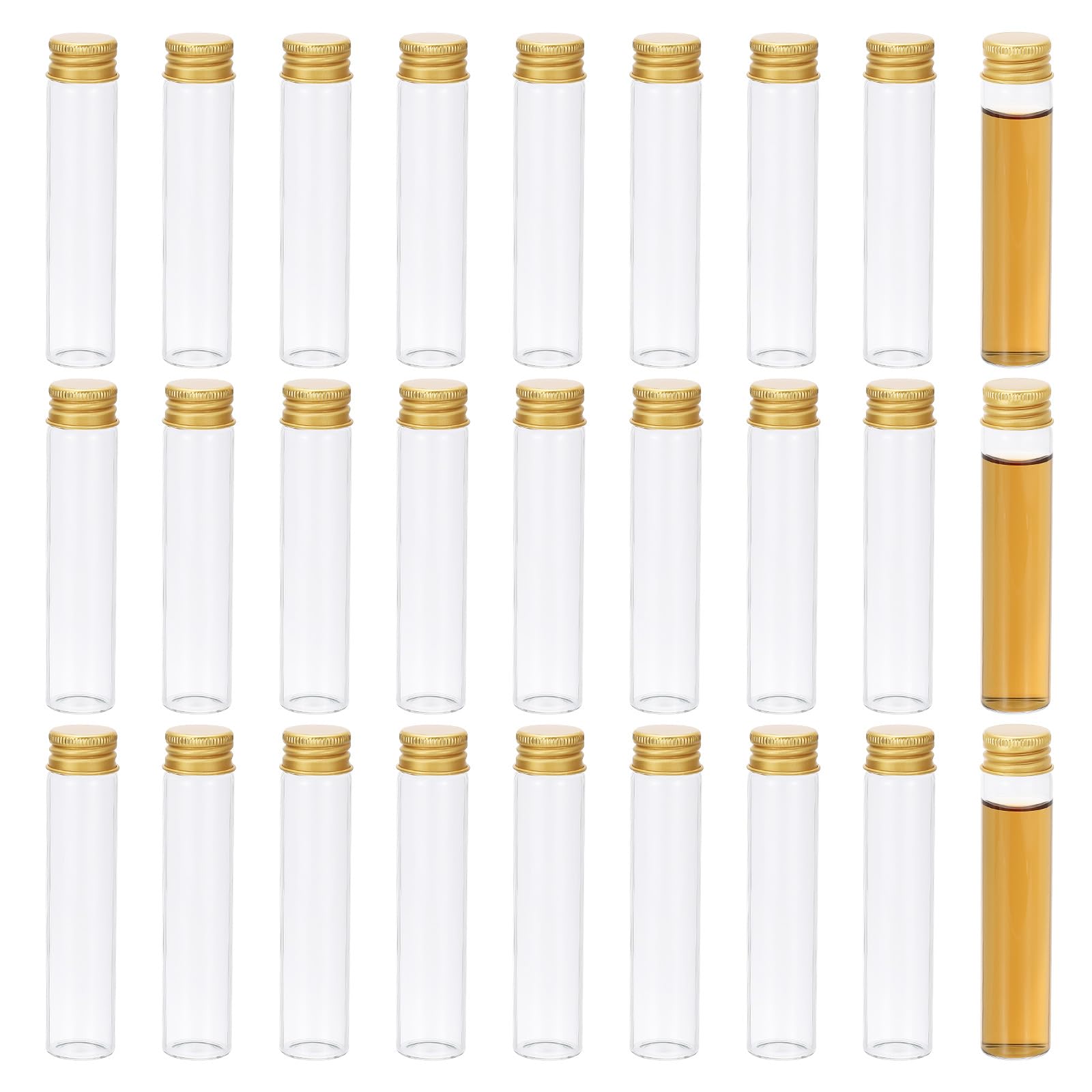 PATIKIL 25ml Small Clear Glass Bottles, 24Pcs Mini Vials with Aluminum Lids Tiny Jars for Aromatherapy Fragrance Cosmetic Oils Lab Perfumes Storing