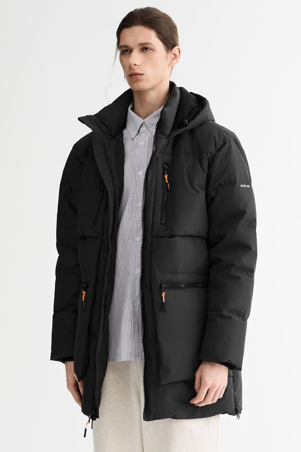 Orolay Men's Thickened Down Jacket Hooded Winter Puffer Jacket with 6 Pockets - Image 4