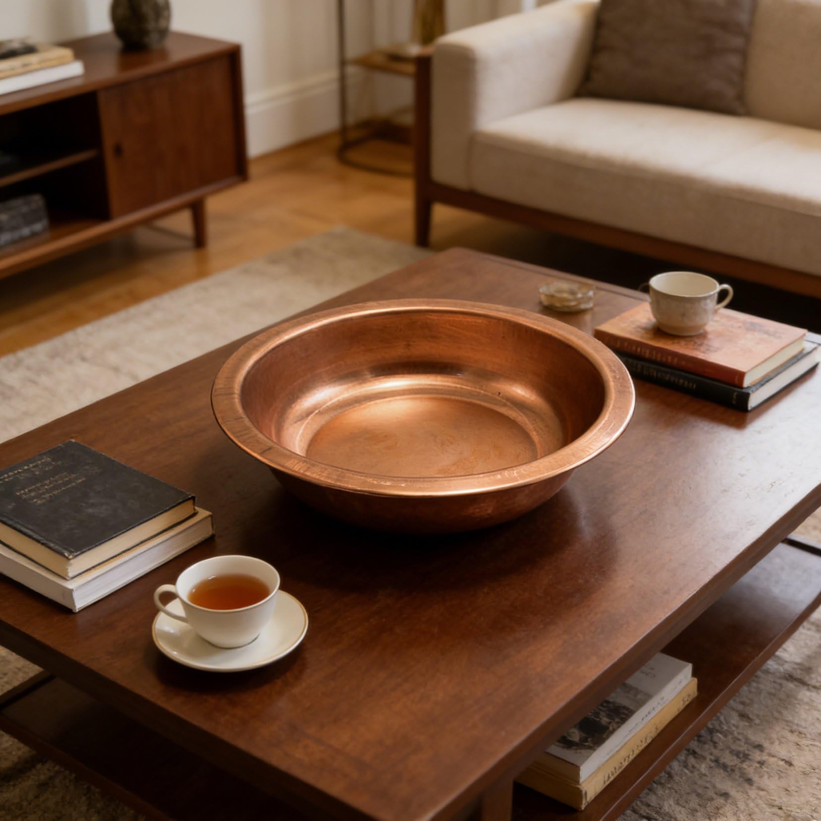 Pileta de cobre puro engrosada dorada, pileta de cocina redonda y grande, pileta de lavado para artículos y regalos de boda, cuenco multiusos para lavar los platos en el hogar 40cm