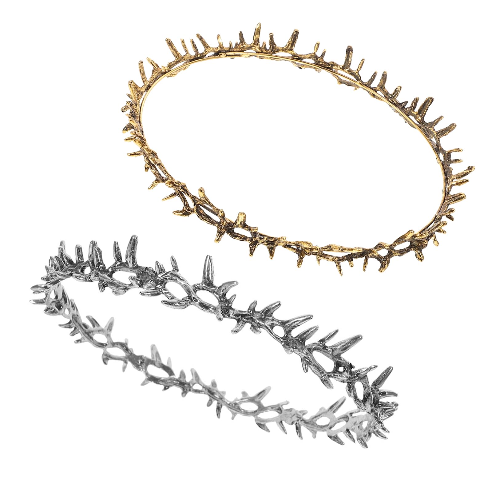 POPETPOP Vintage Dornenkrone aus Metall 2 Stück Leicht und Tragbar Haarschmuck für Damen Cosplay und Braut Accessoire für Kurze Haare und Hochzeit