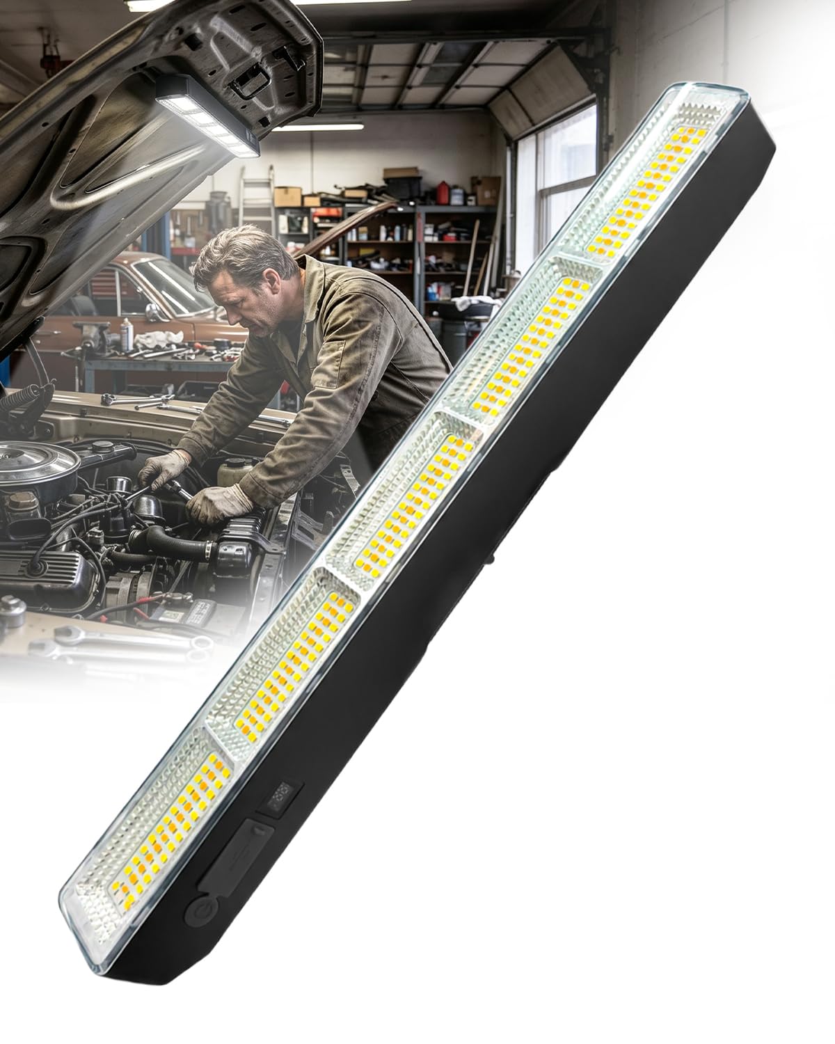 Tobebright Black 40Cm Magnetic Work Light Bar Rechargeable 6000Mah Inspection Lamp 1600Lumen | 210 Leds Work Light With Magnets & Hook, Ip65 Waterproof Portable Light Bar For Car Repair,Garage,Workshop,Machanic,Camping