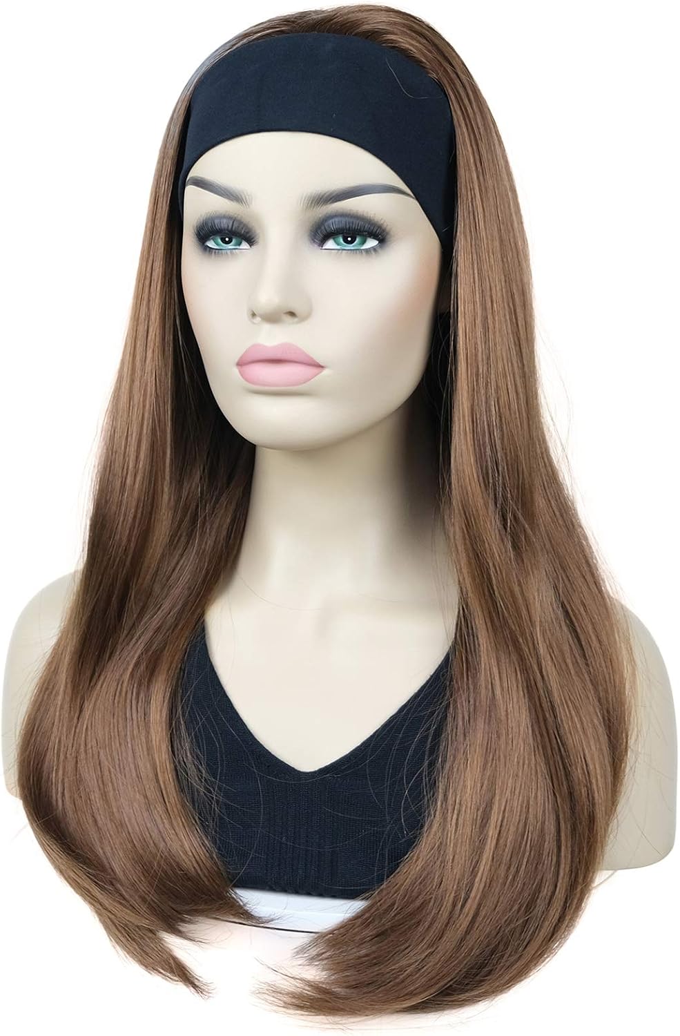 Lydell Long 3/4 Women's wigs hairpiece Straight with Adjust Black Headband wig Synthetic Hair (30 Medium Auburn) - Image 4
