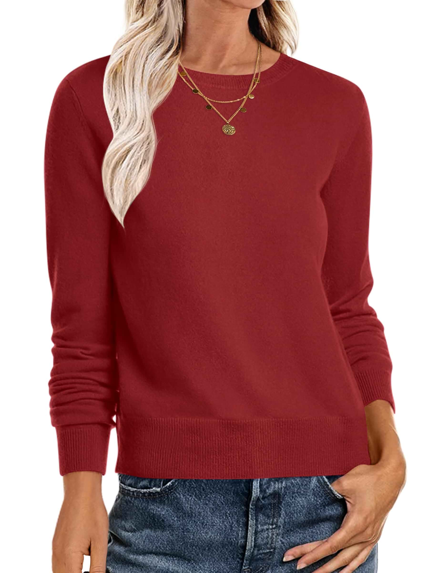 ANRABESS Sweaters for Women Long Sleeve Lightweight Fall Outfits Crewneck Soft Basic Knit Pullover，2026 Fall Fashion Outfits，Casual Work Top，Travel Vacation All Day Wear,Winter Layer Clothes