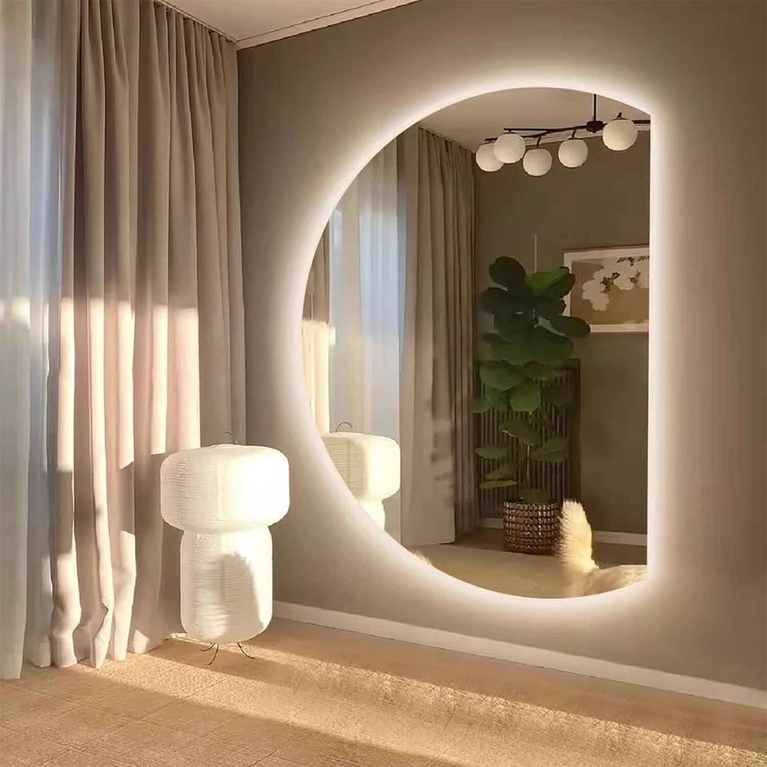 FGXHHS Frameless Full Length Wall Mirror with Anti-Fog and Dimmable Lighting for Bathroom Home Decor