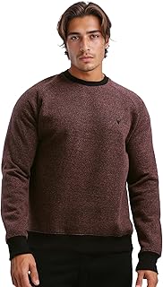 سويت شيرت رجالي مريح بلون بورجندي مرقش مع بطانة من الصوف للرجال من ريفين