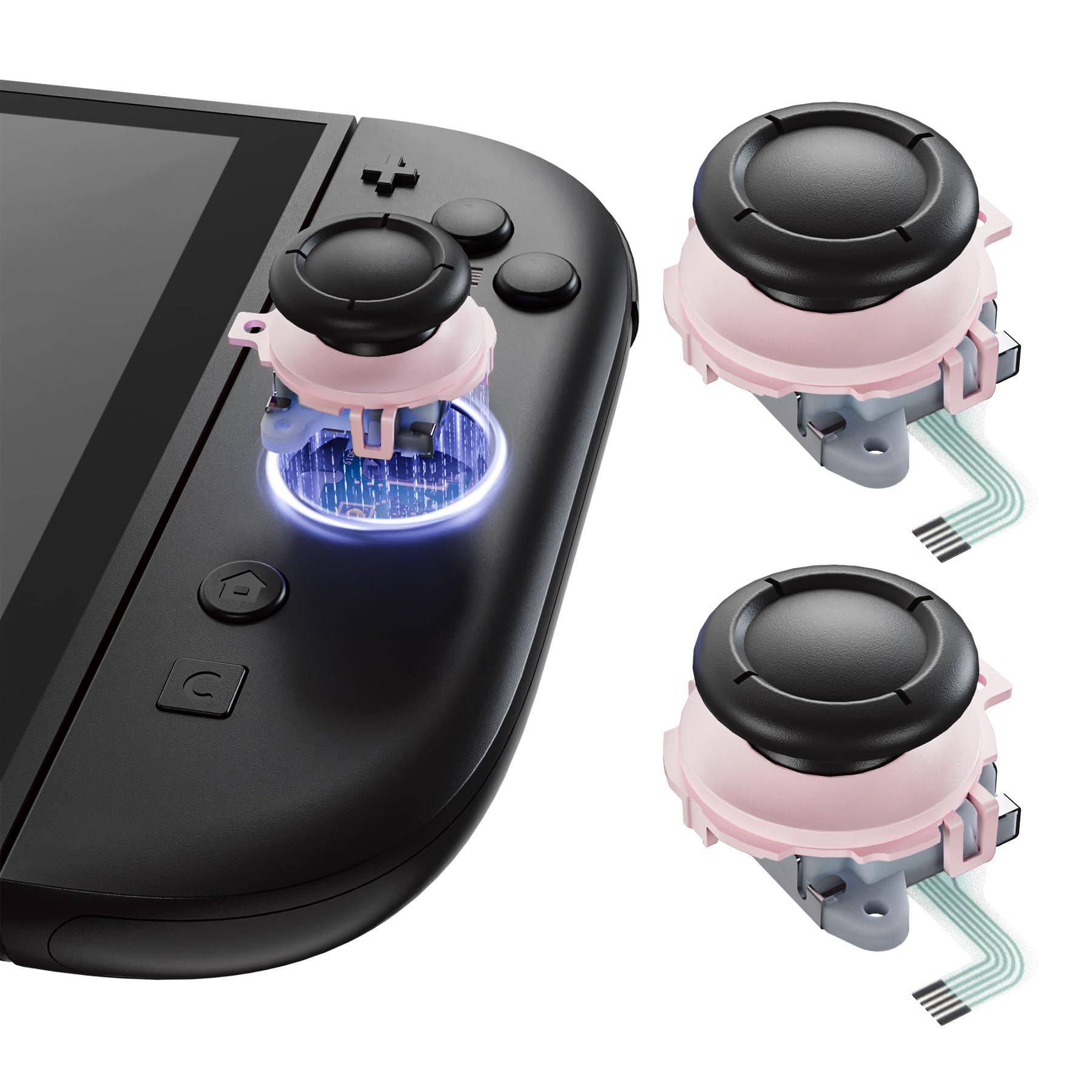 eXtremeRate Replacement 3D Joystick for Nintendo Switch 2 JoyCon, Controller Left Right Analog Stick Thumbsticks with Repair Tools for JoyCon 2, Multi-Color Options - Cherry Blossoms Pink