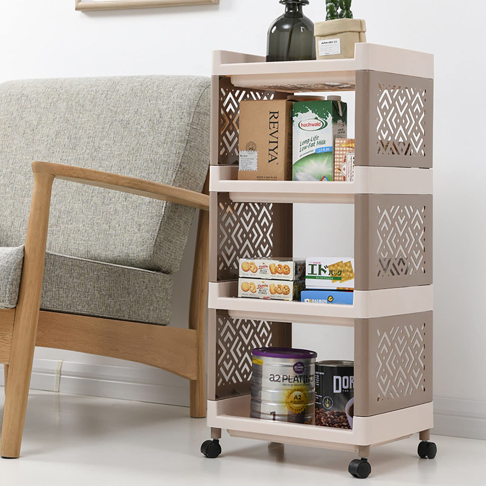 Exquisitos estantes de baño Estante de Almacenamiento de baño Unidad de Almacenamiento rodante Carro Organizador Plástico Piso a Techo Cocina Baño Inodoro Estante de Almacenamiento