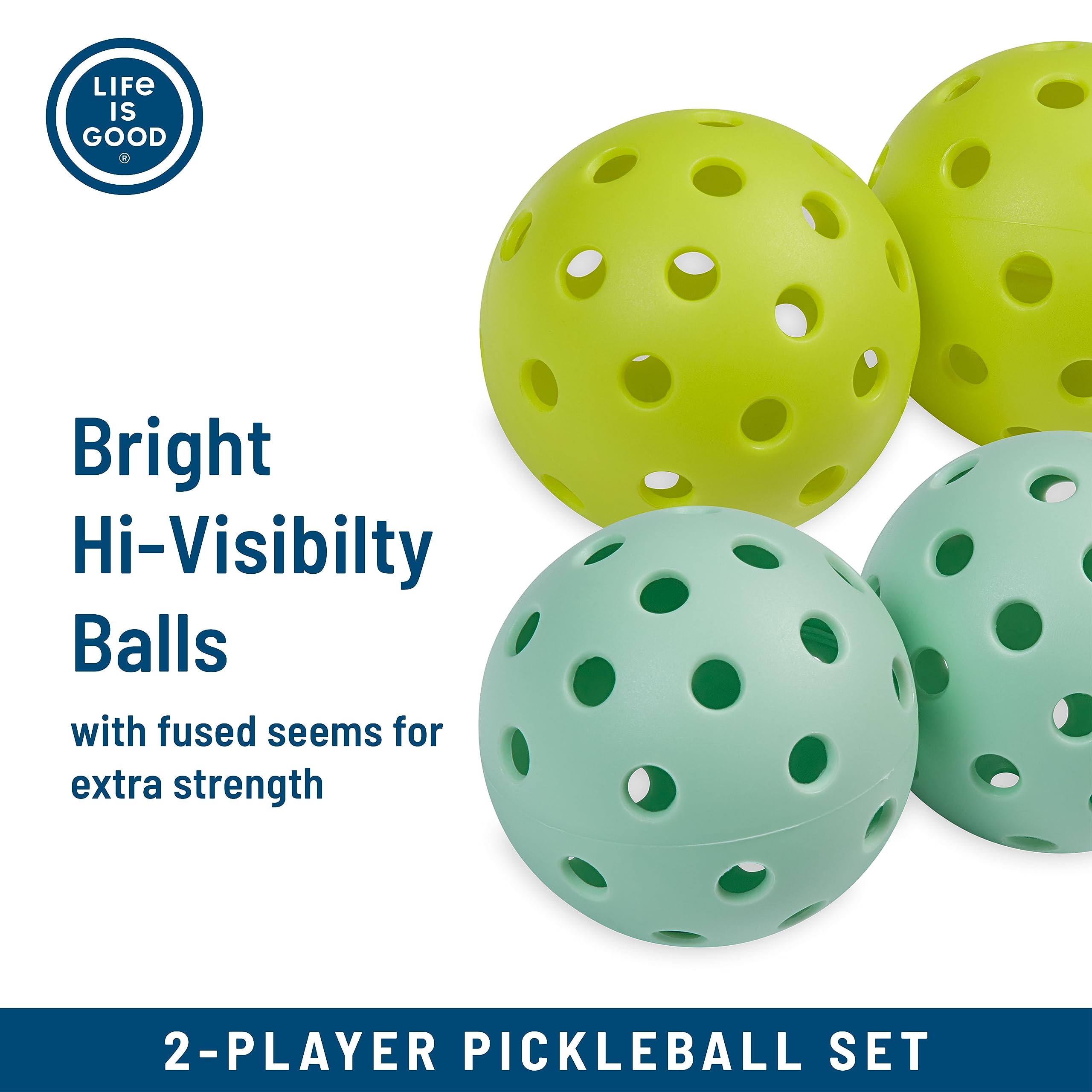 Life is Good Pickleball Starter Set – Include 2 racchette da pickleball in legno, 2 palline da pickleball di dimensioni regolari e borsa da pickleball per trasportare attrezzature per sottaceti