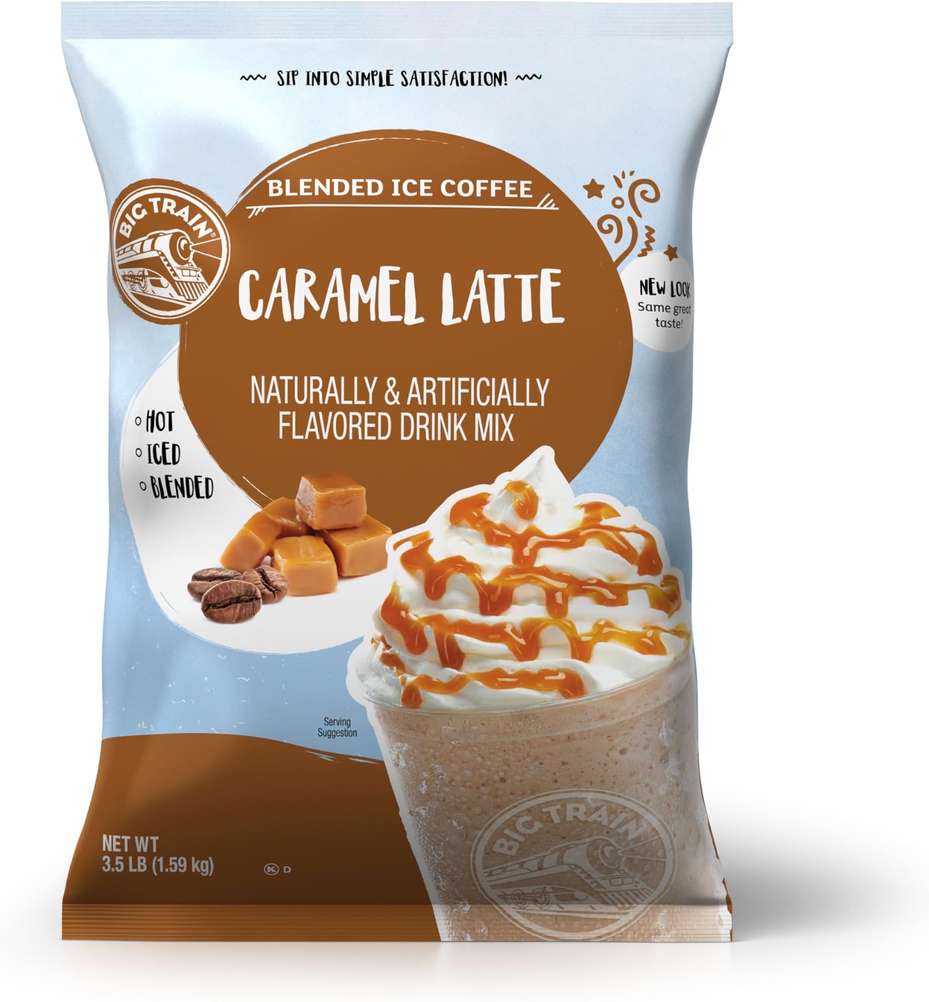 Big Train Caramel Latte Blended Ice Coffee Beverage Mix, 3.5 lb (Pack of 1)