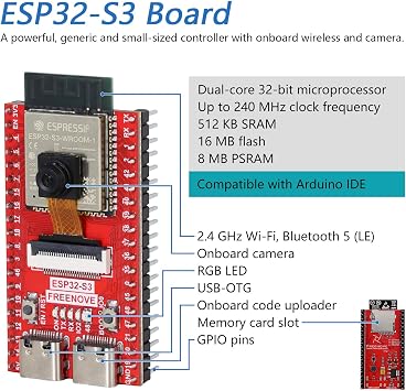 Freenove ESP32 ESP32-S3 Camera Board Kit (16 MB Flash) with 1GB Card