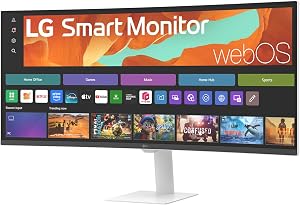 LG Smart Gaming Monitor 34" WQHD Curved Display with webOS, Google Cast, AirPlay 2, Screen Share, HDR10, sRGB 99%, Built-in webOS (Xbox,Netflix, Prime Video), Bluetooth, Remote PC Access (34U601SA)